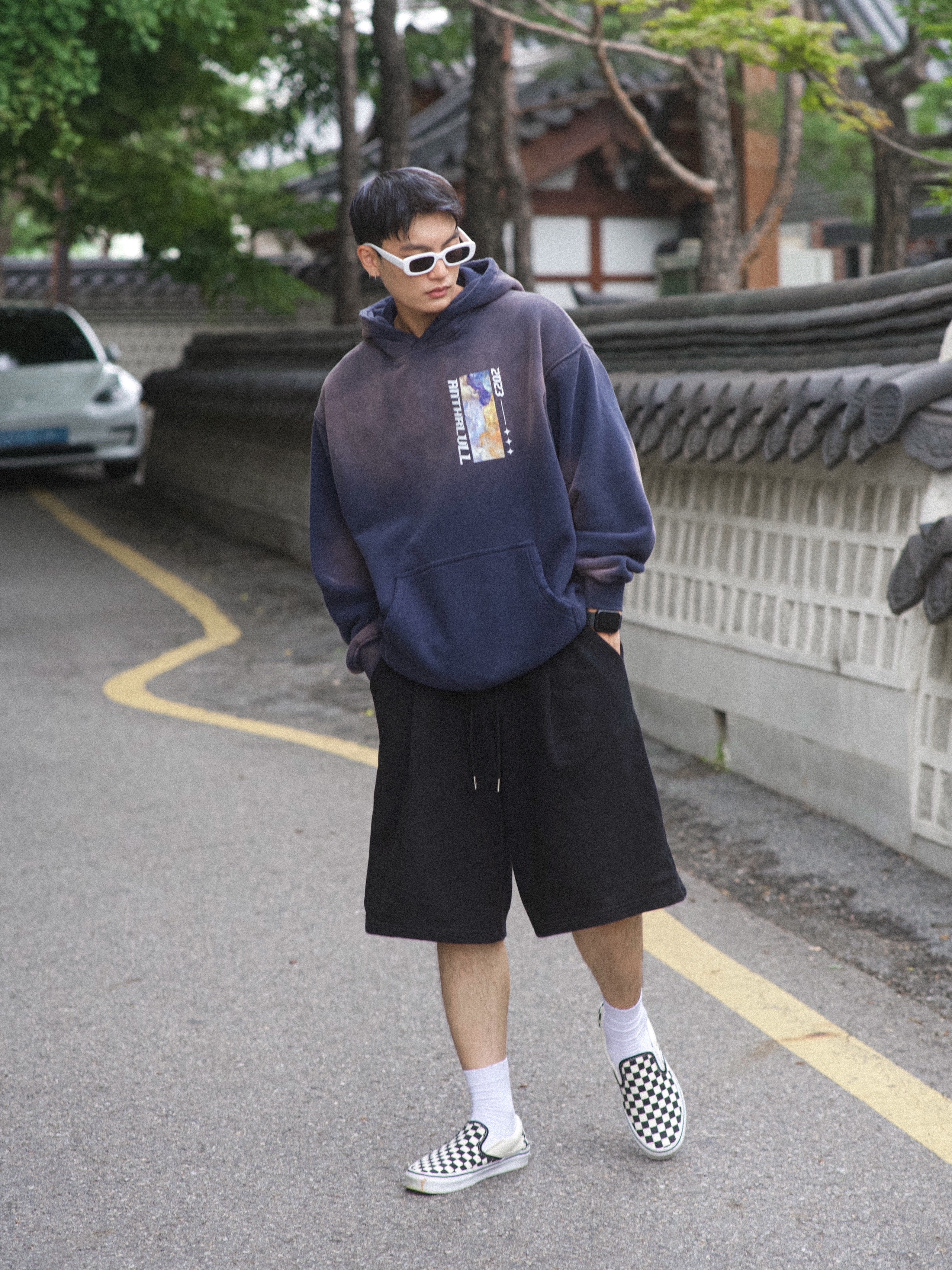 Vans Slip-On Checkerboard 착용 스타일 - 2