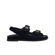 (W) Chanel Sandals Velvet & Navy Blue