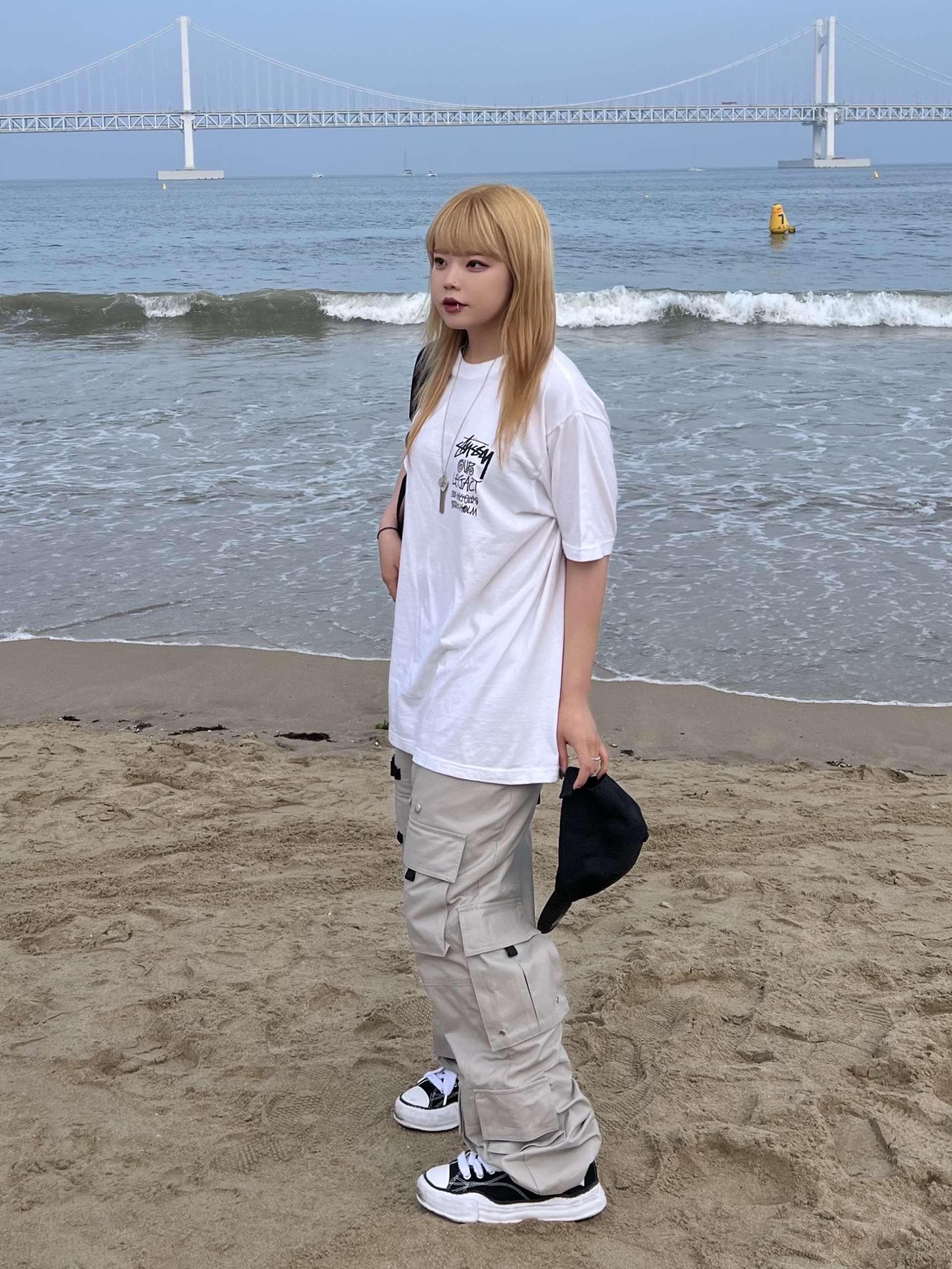Maison Mihara Yasuhiro x Mastermind x Roar Peterson OG Sole Canvas High-top Sneakers Black White, Stussy x Our Legacy Surfman T-Shirt White - 21SS 착용 스타일 - 2