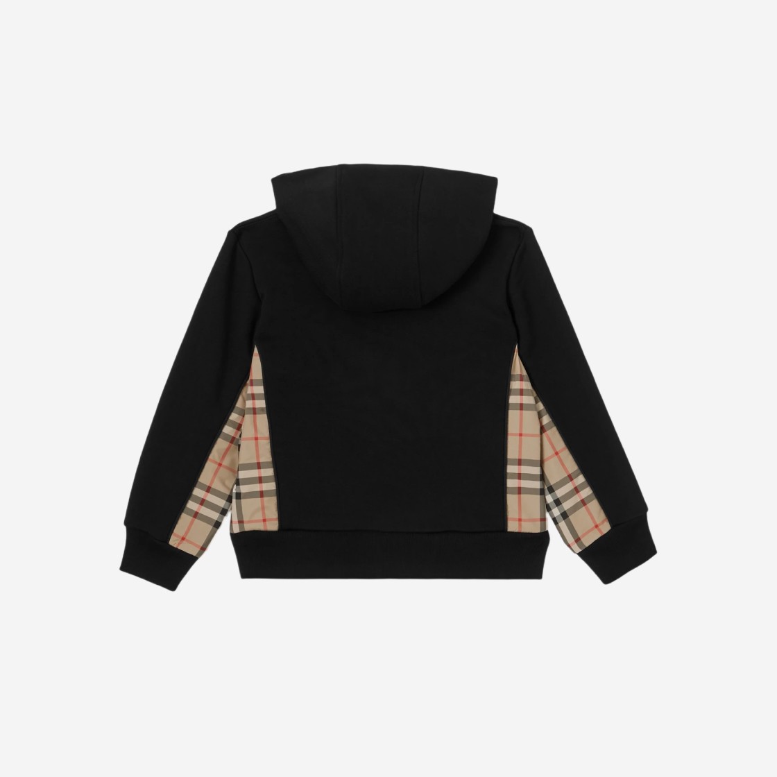 (Kids) Burberry Check Panel Cotton Zip Hoodie Black 상세 이미지 2