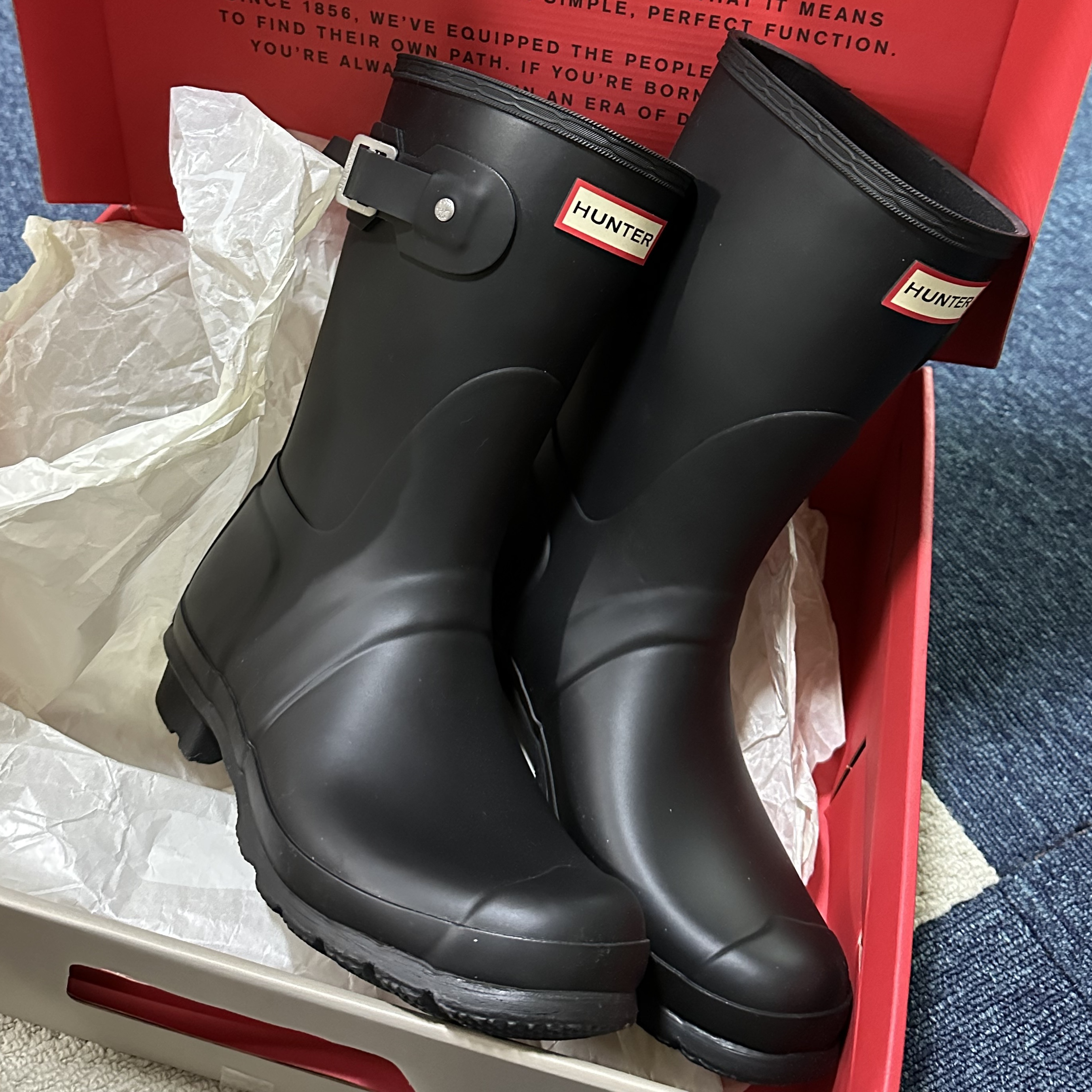 (W) Hunter Original Short Rain Boots Black 착용 스타일