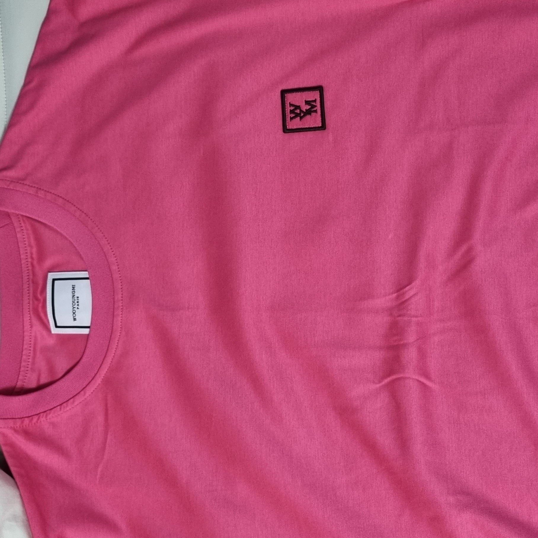 Wooyoungmi Cotton Back Logo T-Shirt Pink - 23SS 착용 스타일 - 1
