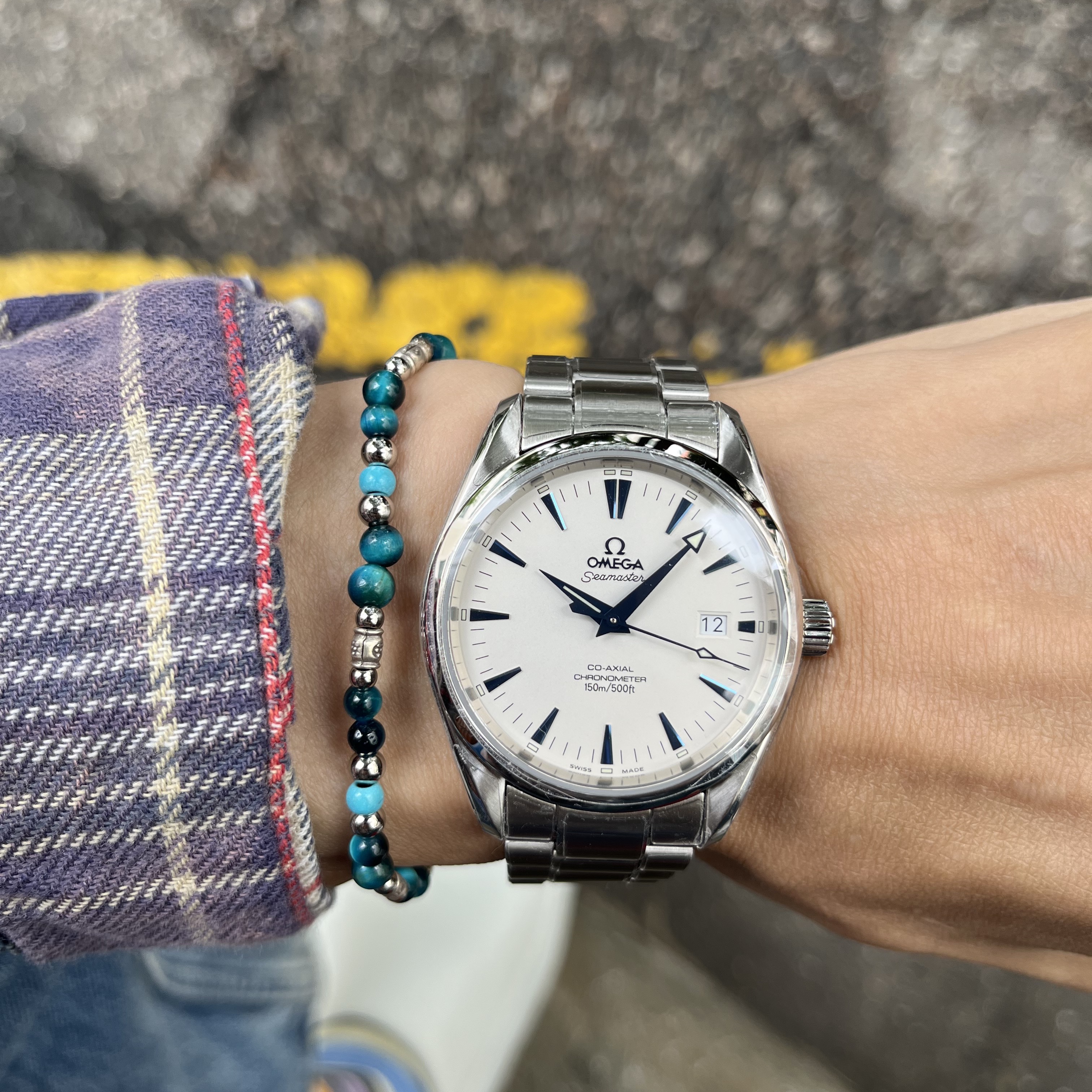 Scudo Karen Beads Bracelet Ocean Blue 착용 스타일