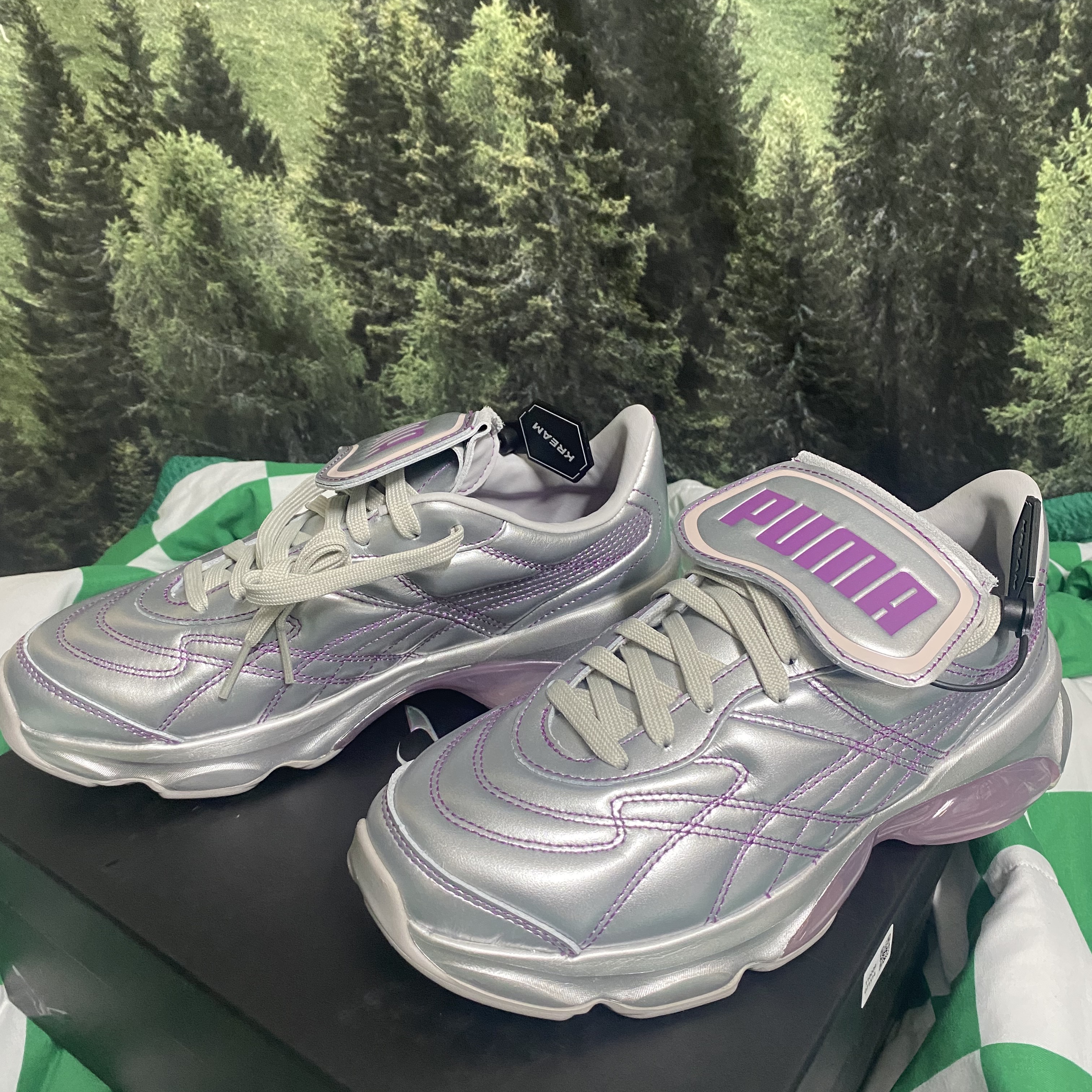 (W) Puma x Dua Lipa Cell Dome King ML Trainer Silver Pink 착용 스타일