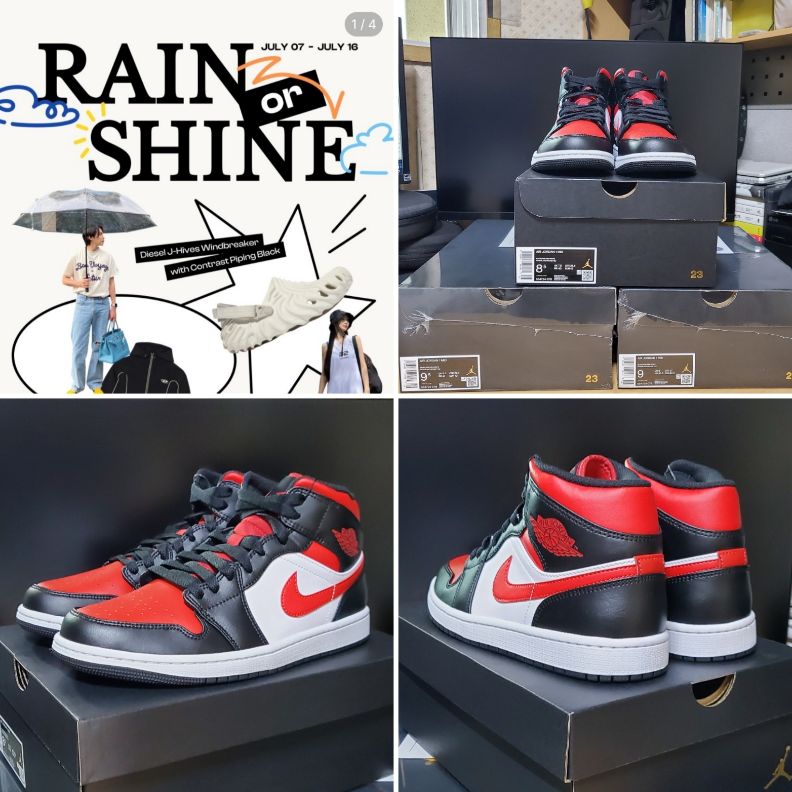 Jordan 1 Mid Black Fire Red 착용 스타일
