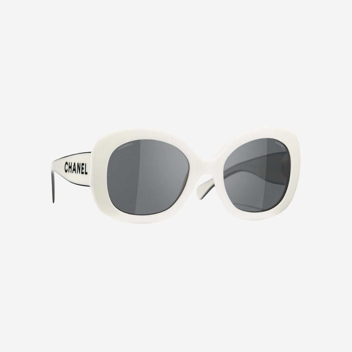 Chanel Square Sunglasses Acetate & White Frame Grey Lenses 상세 이미지 2