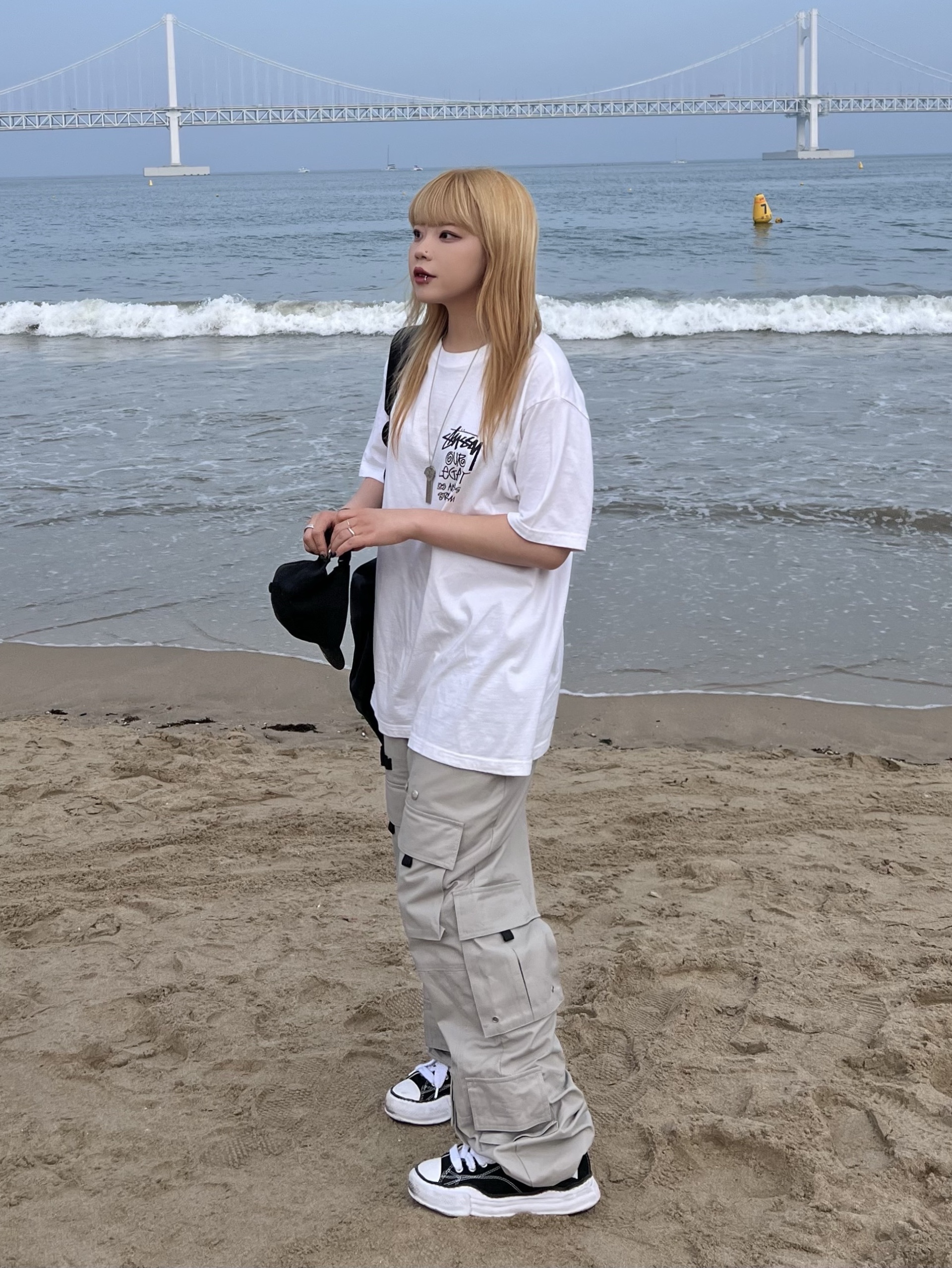 Maison Mihara Yasuhiro x Mastermind x Roar Peterson OG Sole Canvas High-top Sneakers Black White, Stussy x Our Legacy Surfman T-Shirt White - 21SS 착용 스타일 - 1