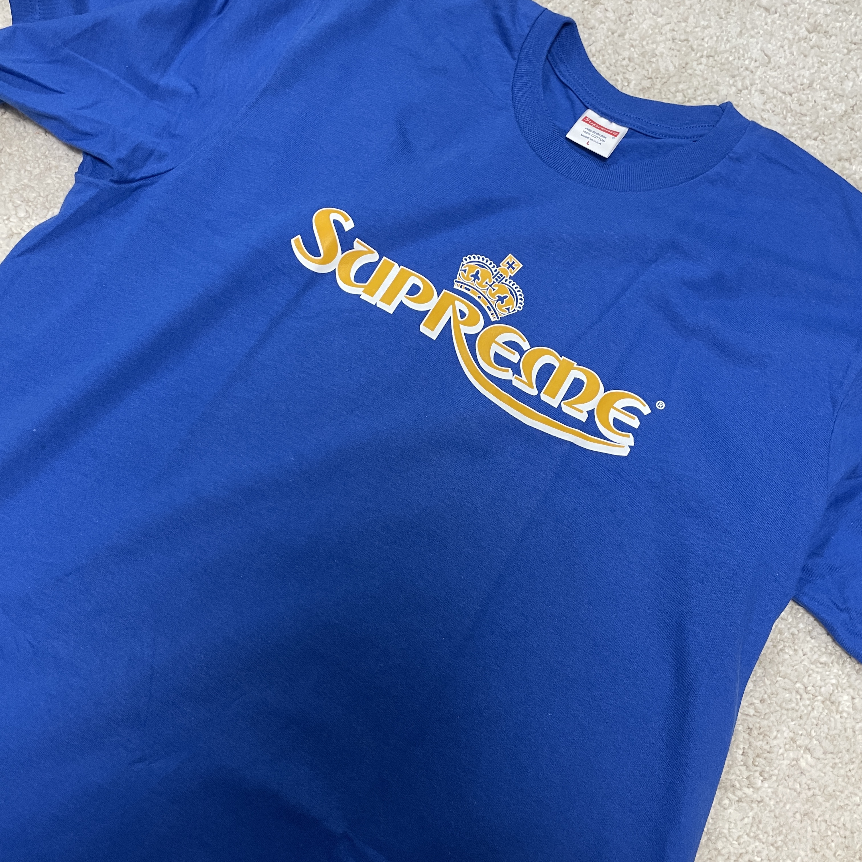 Supreme Crown T-Shirt Royal - 23SS 착용 스타일 - 1