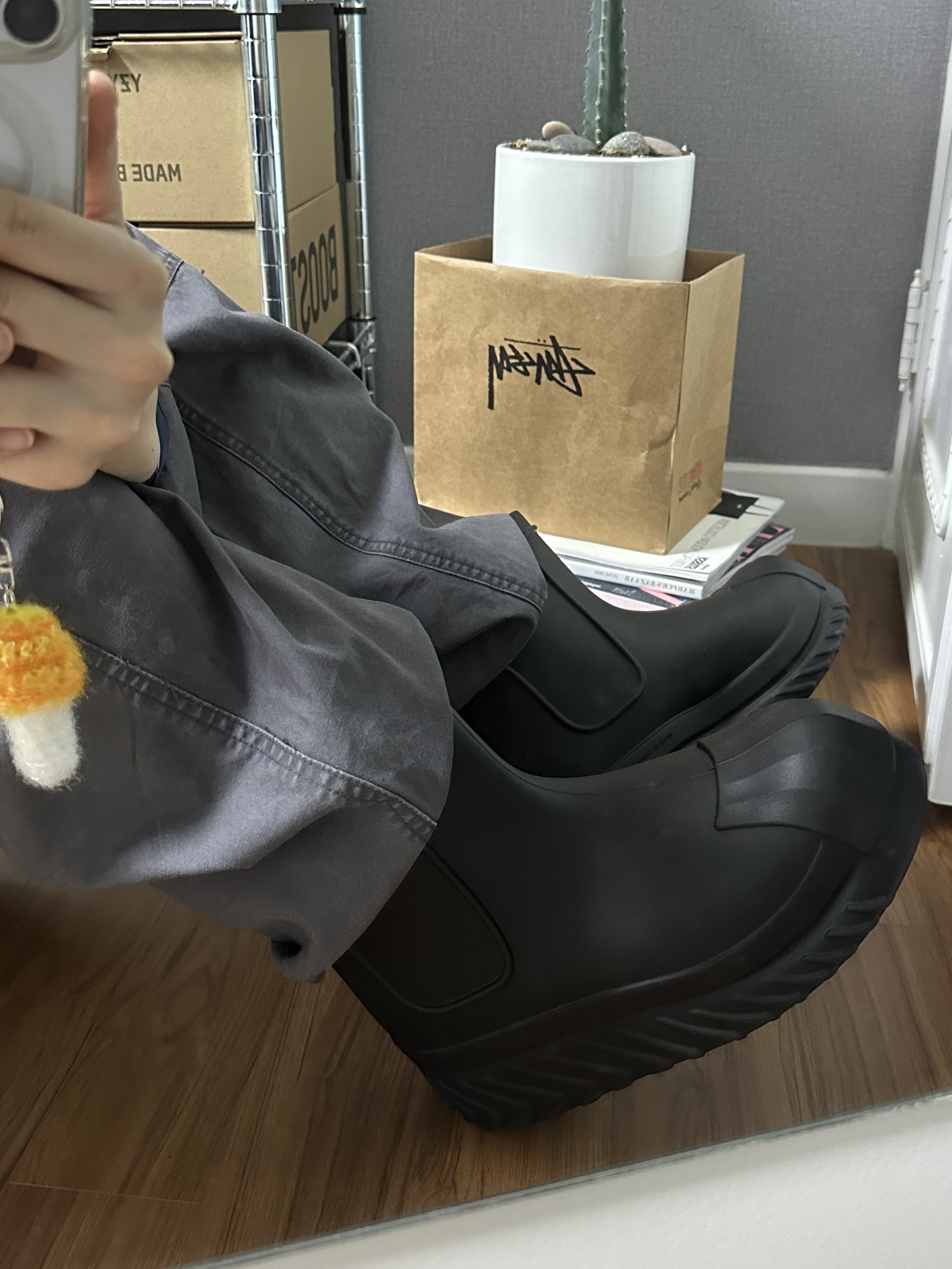 (W) Adidas Adifom Superstar Boot Black 착용 스타일