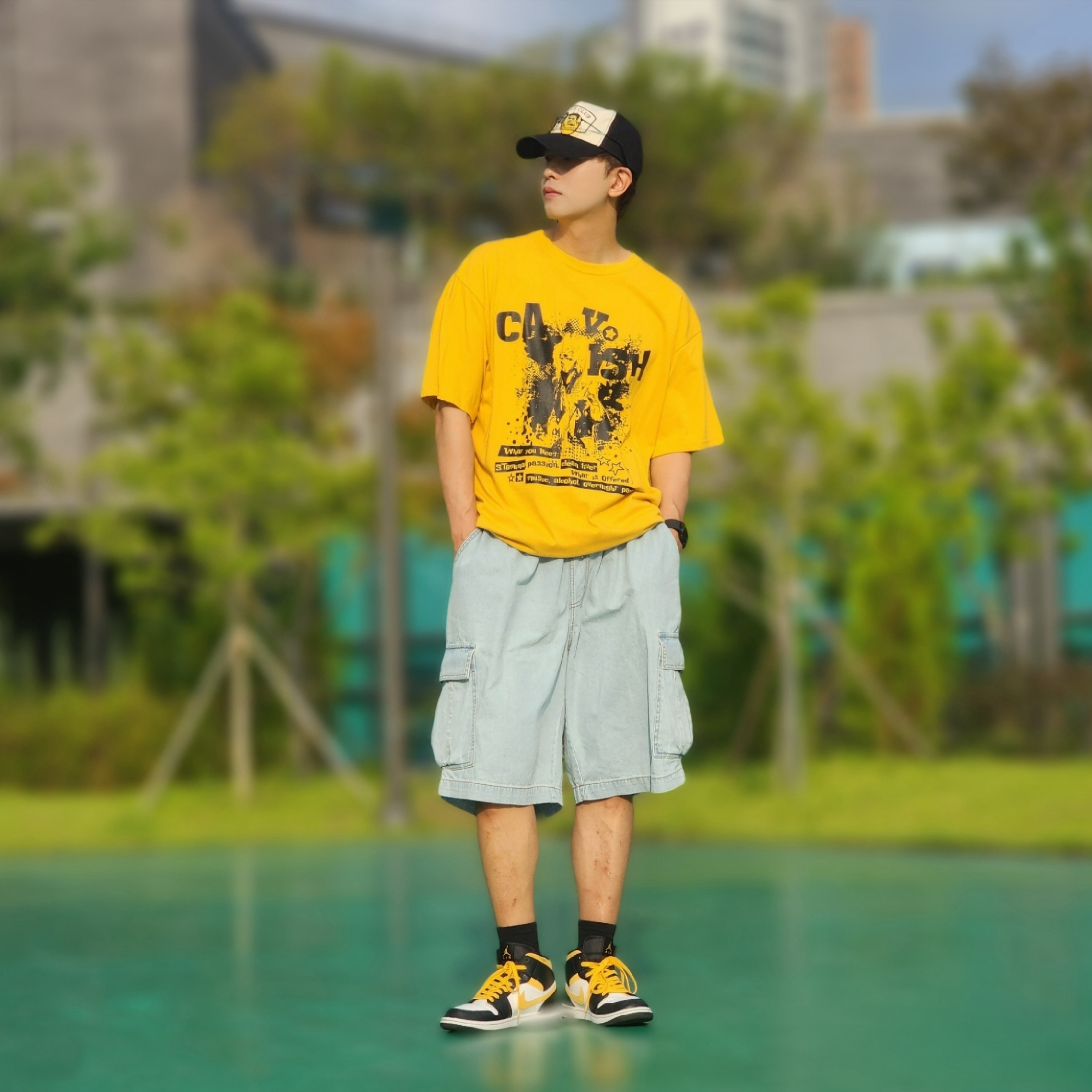 Jordan 1 Mid Pollen, (GS) Jordan 1 Mid Pollen 착용 스타일 - 5
