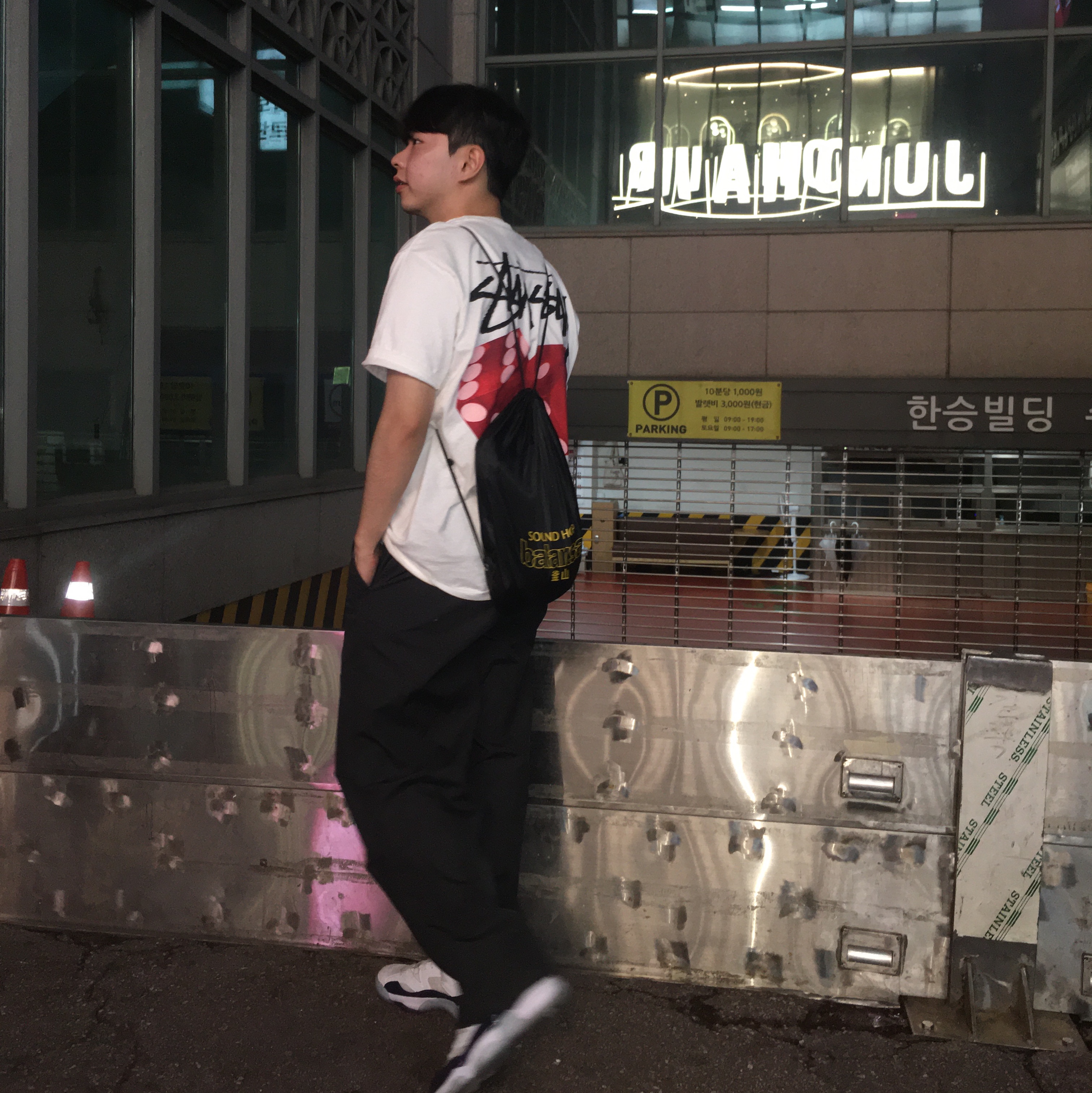 Stussy Diced Out T-Shirt White, Jordan Jumpman Two Trey Dark Concord 착용 스타일