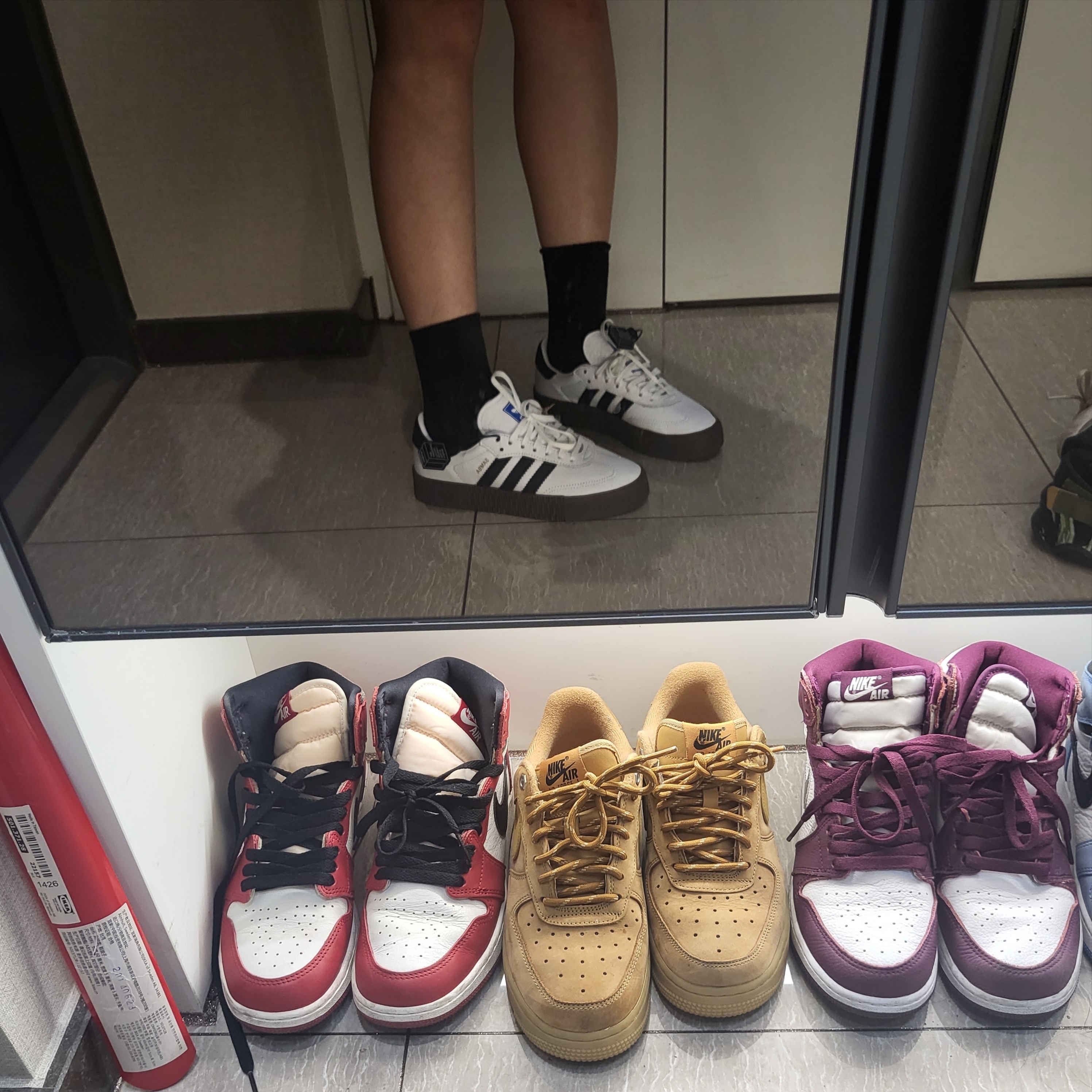 (W) Adidas Sambarose White Black Gum 착용 스타일