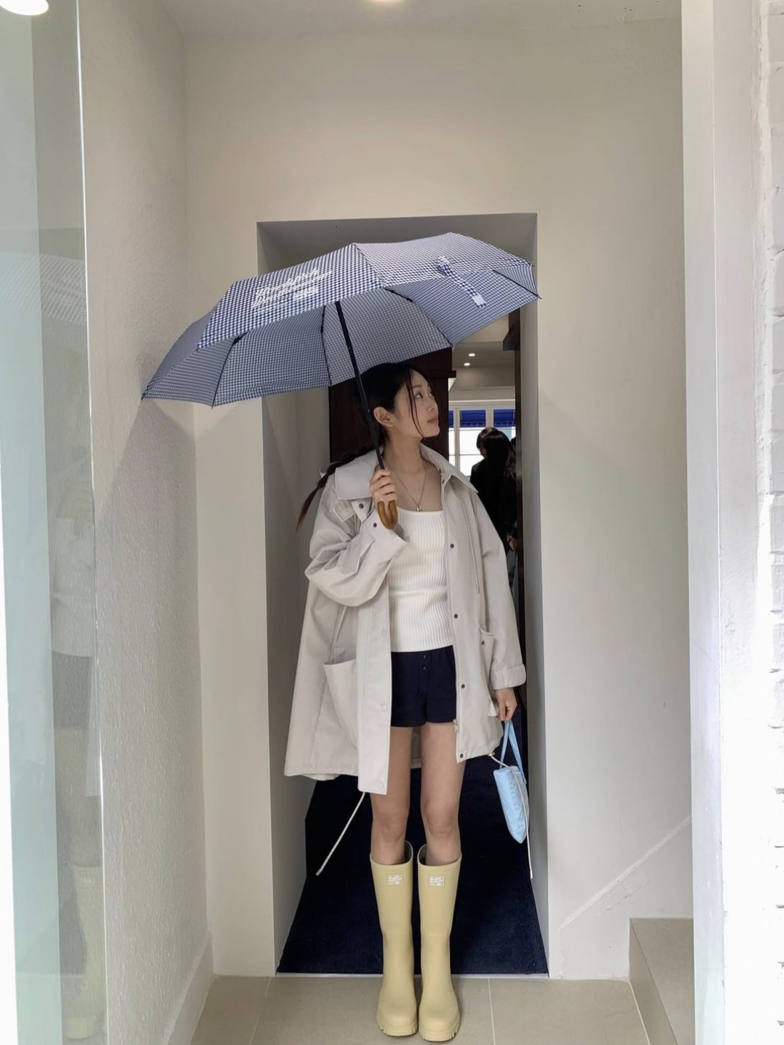 (W) Rockfishweatherwear Flatform Long Rain Boots Butter 착용 스타일 - 2