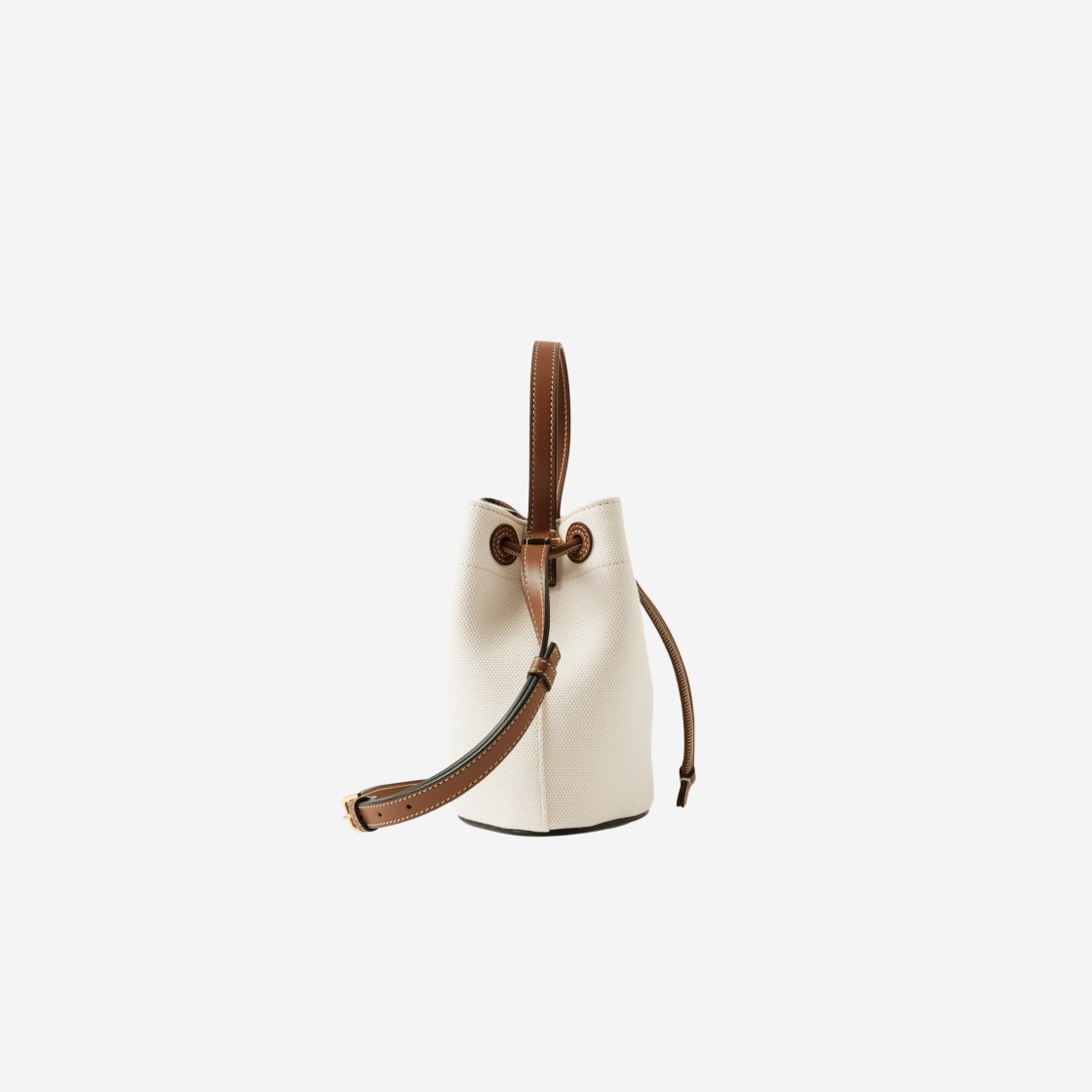 Two-tone Canvas and Leather Small TB Bag in Natural/malt Brown