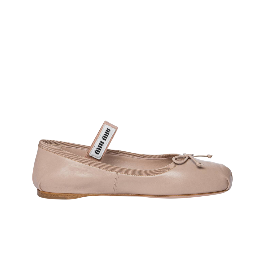 5F794D-XUU-F0NZ2 (W) Miu Miu Leather Ballerinas Water Lily