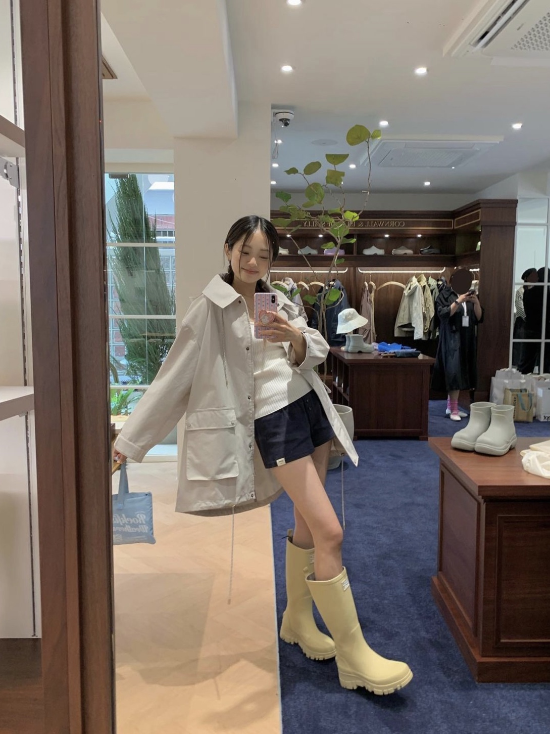 (W) Rockfishweatherwear Flatform Long Rain Boots Butter 착용 스타일 - 3
