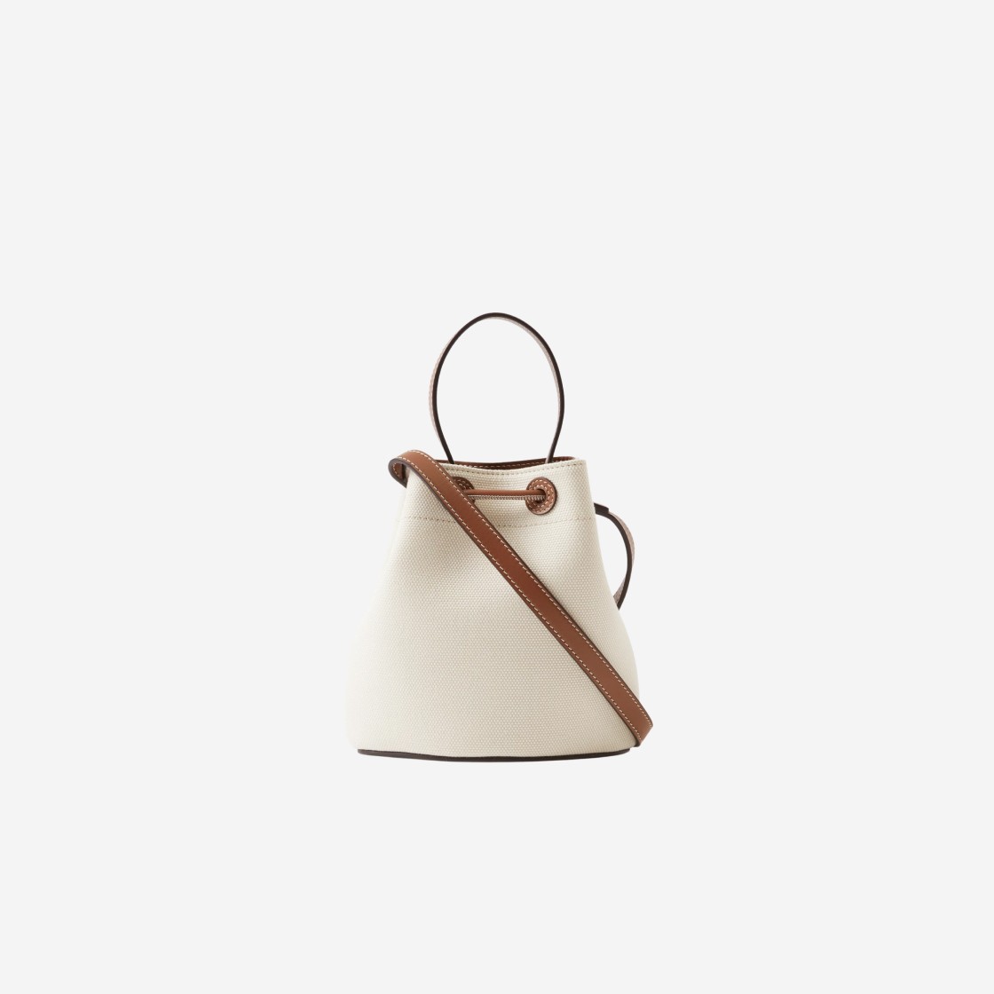 Two-tone Canvas and Leather Small TB Bag in Natural/malt Brown - Women