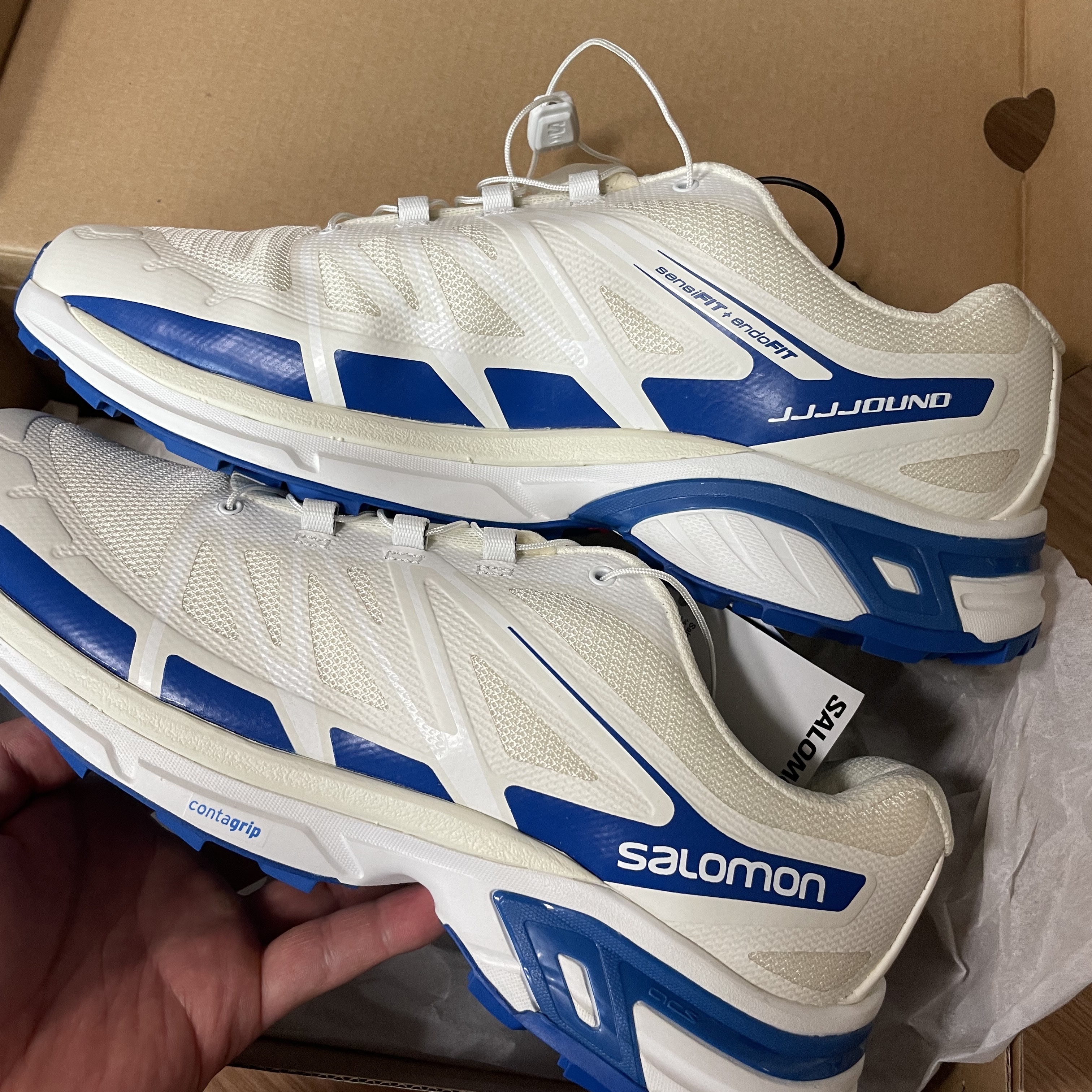 Salomon x JJJJound XT-Wings 2 White Lapis Blue 착용 스타일