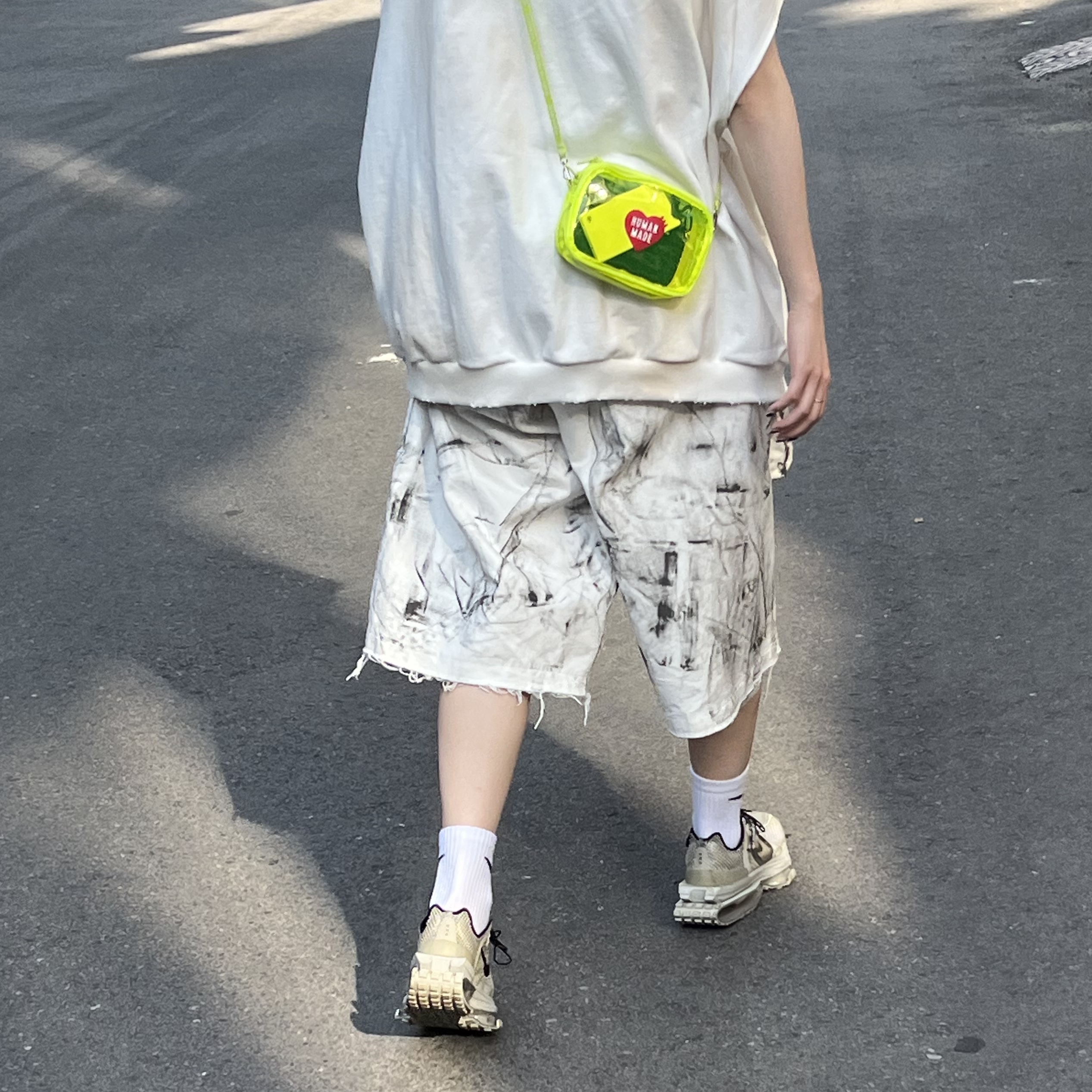 Nike x Matthew M Williams Zoom 004 Stone, Human Made PVC Pouch Small Yellow 착용 스타일 - 3