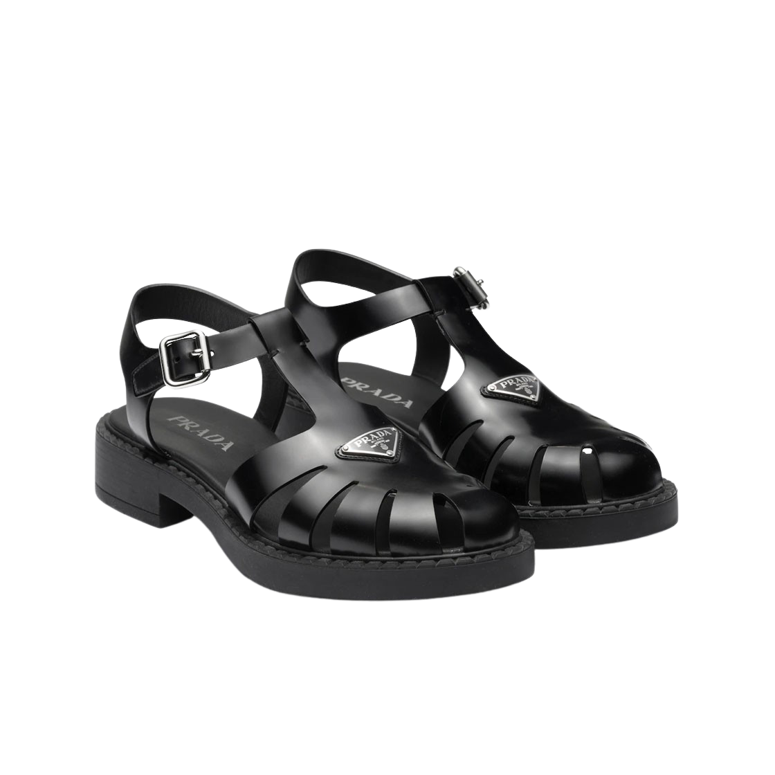 프라다 브러쉬드 레더 피셔맨 샌들 블랙(Prada Brushed Leather Fisherman Sandals Black) - 2