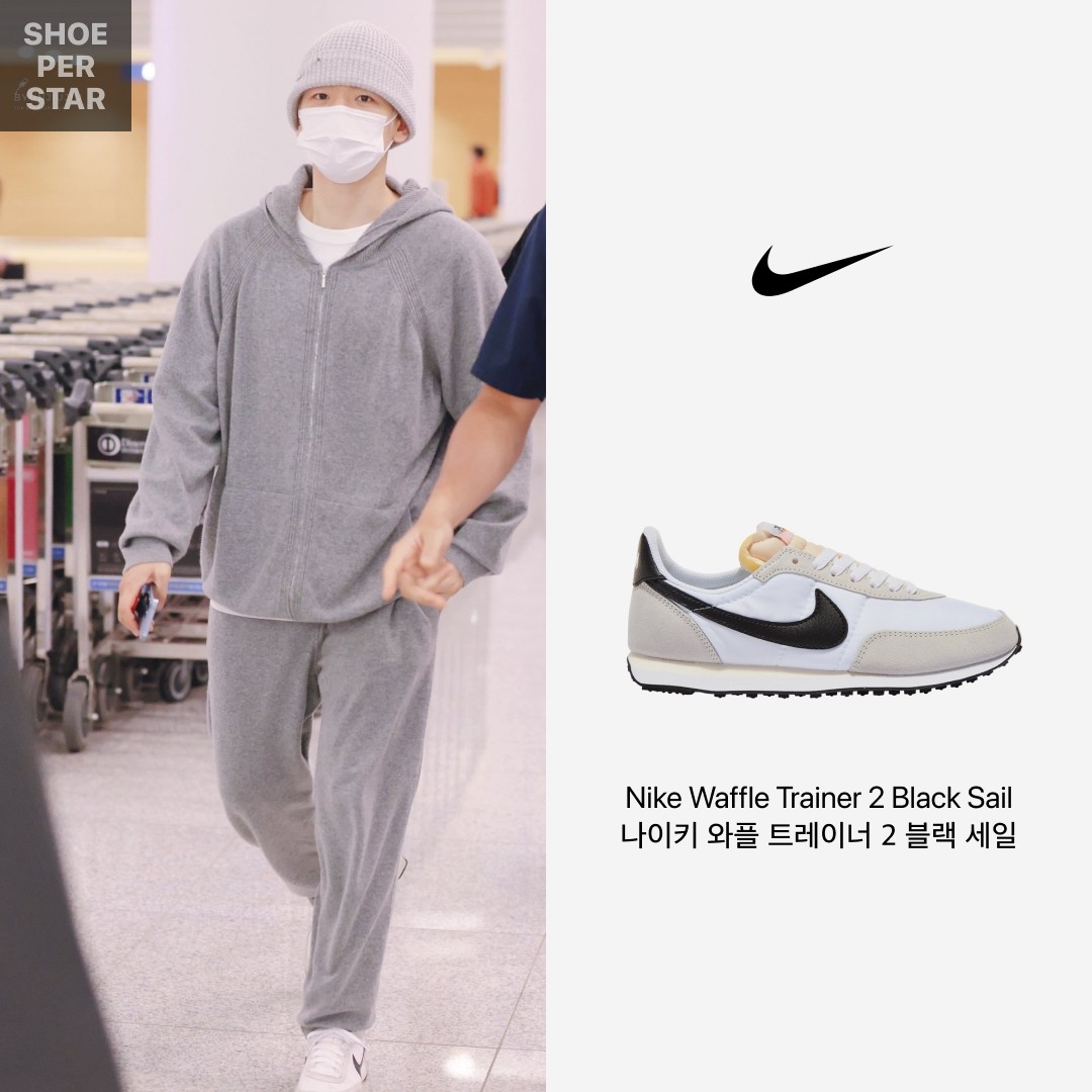 Nike Waffle Trainer 2 Black Sail 착용 스타일 - 1