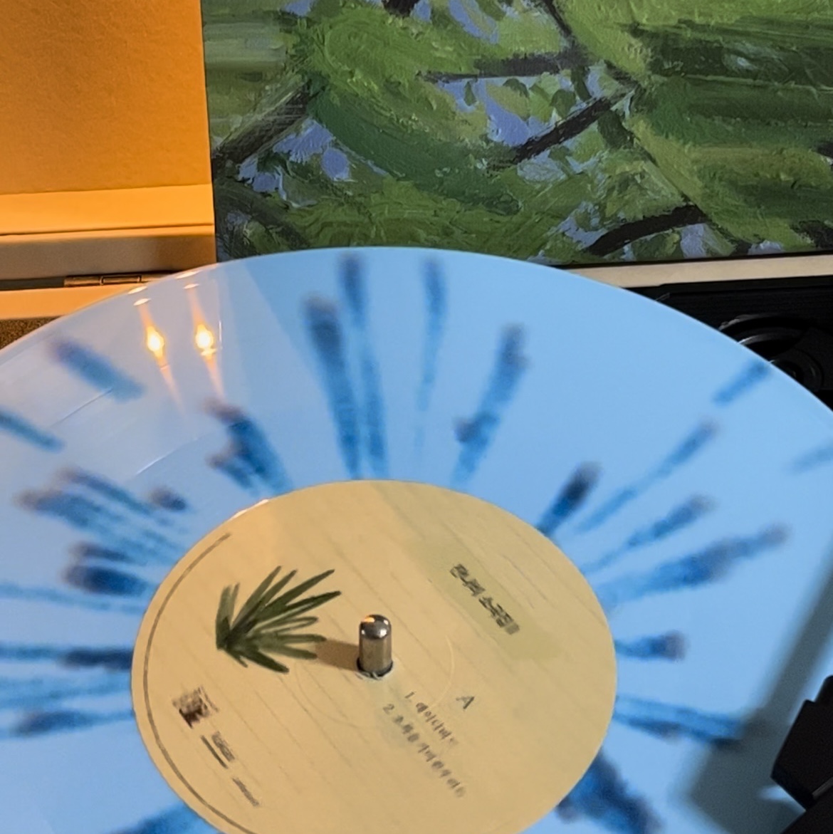 Jannabi Small Pieces II GRIPPIN’THEGREEN LP Light Blue & Dark Blue Splatter Mix 착용 스타일