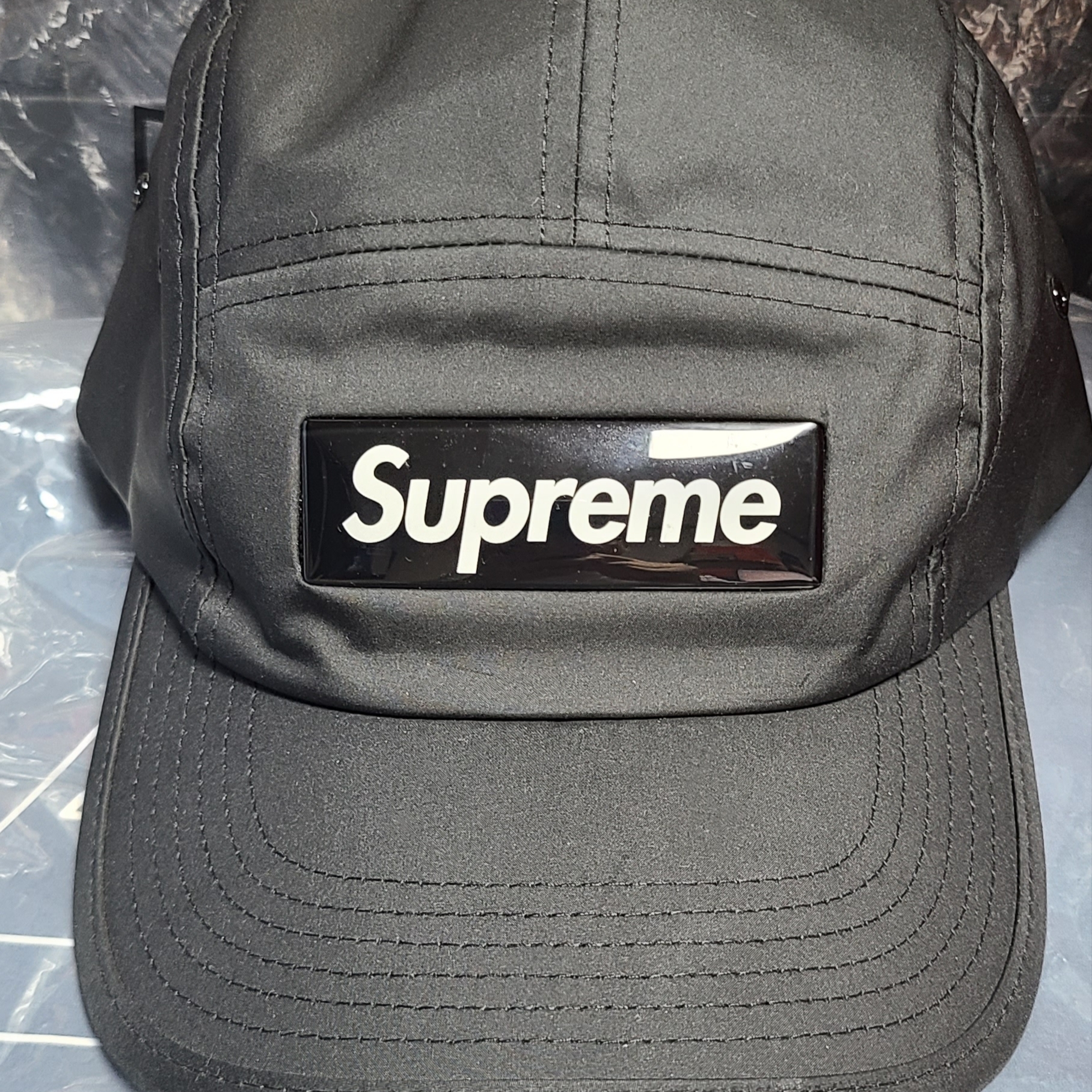 Supreme Inset Gel Camp Cap Black - 22SS 착용 스타일