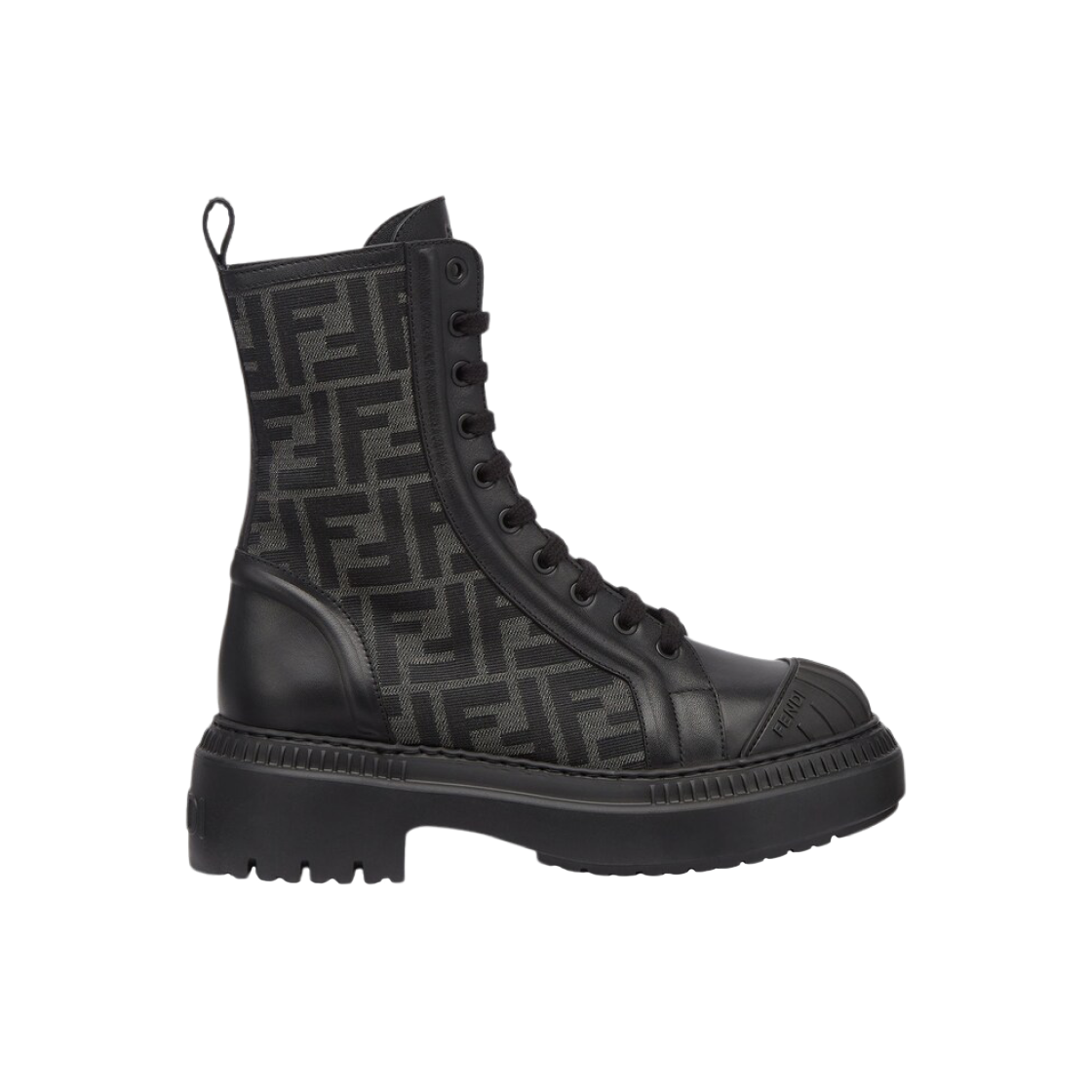 (W) 펜디 도미노 레더 바이커 부츠 블랙((W) Fendi Domino Leather Biker Boots Black) - 1