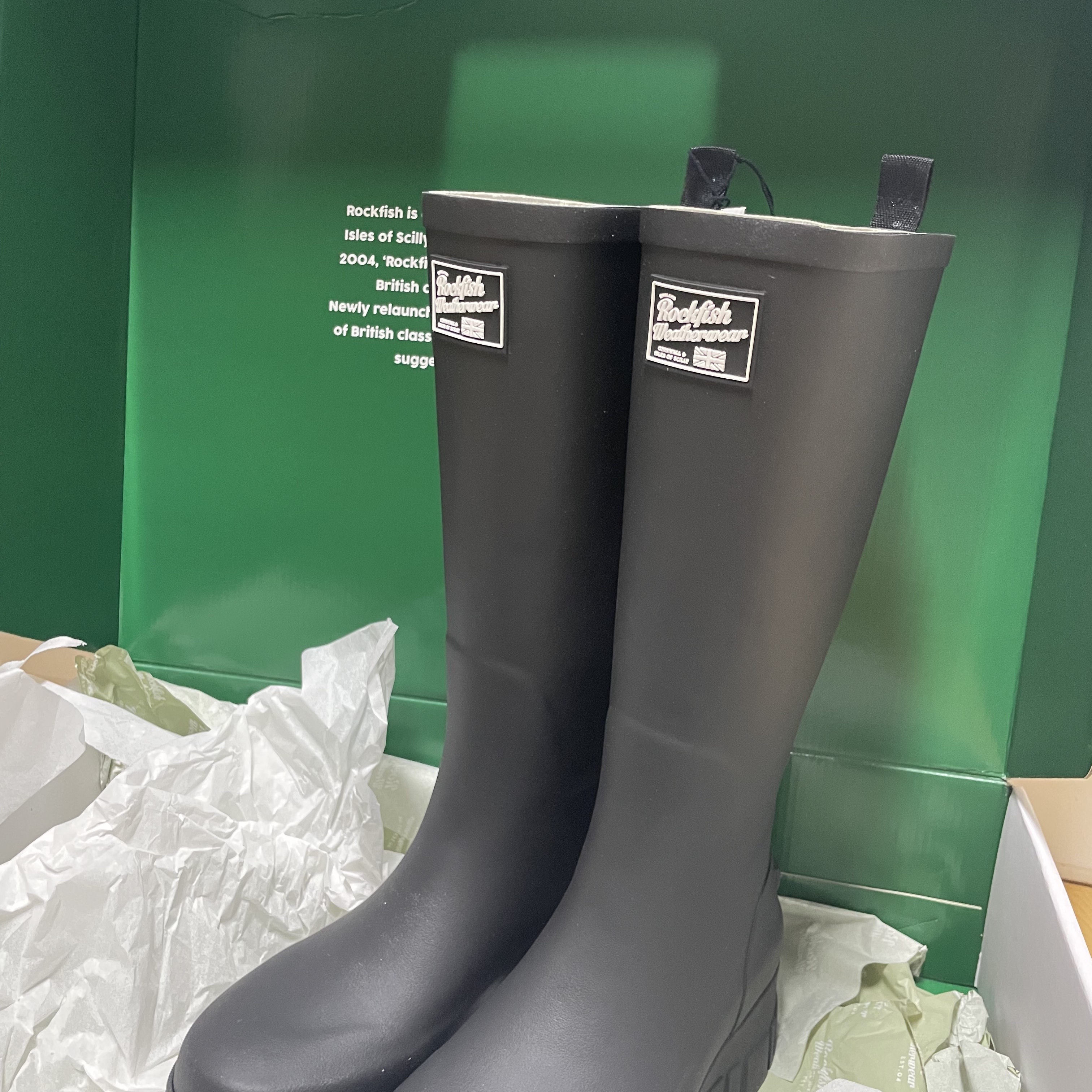 (W) Rockfishweatherwear Flatform Long Rain Boots Black 착용 스타일