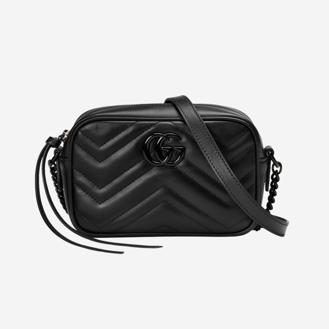 Gucci GG Marmont Mini Shoulder Bag Black Leather 상세 이미지 1