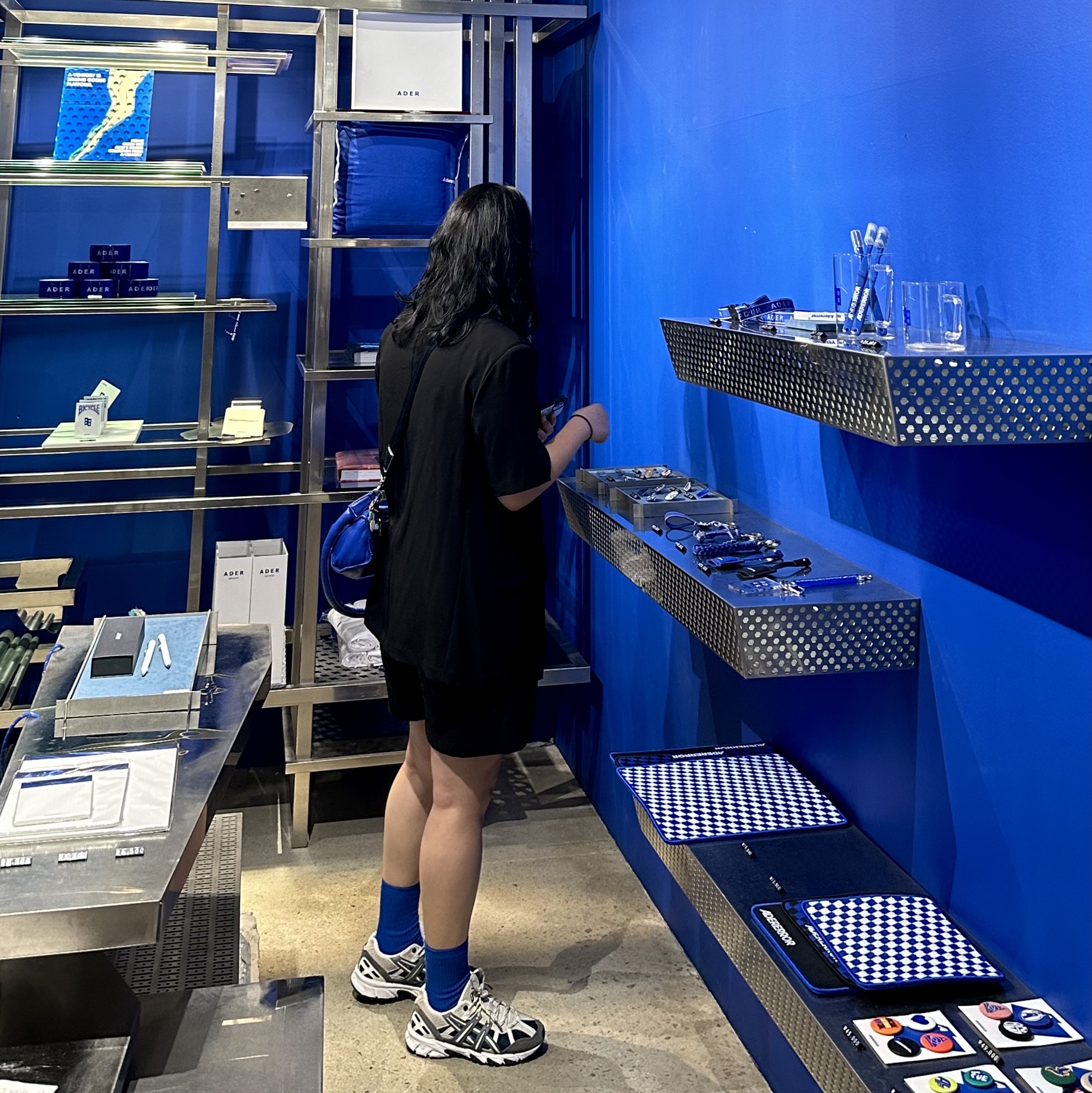 Ader Error x Zara Leather Shoulder Bag Blue, Asics Gel-Sonoma 15-50 French Blue 착용 스타일 - 1
