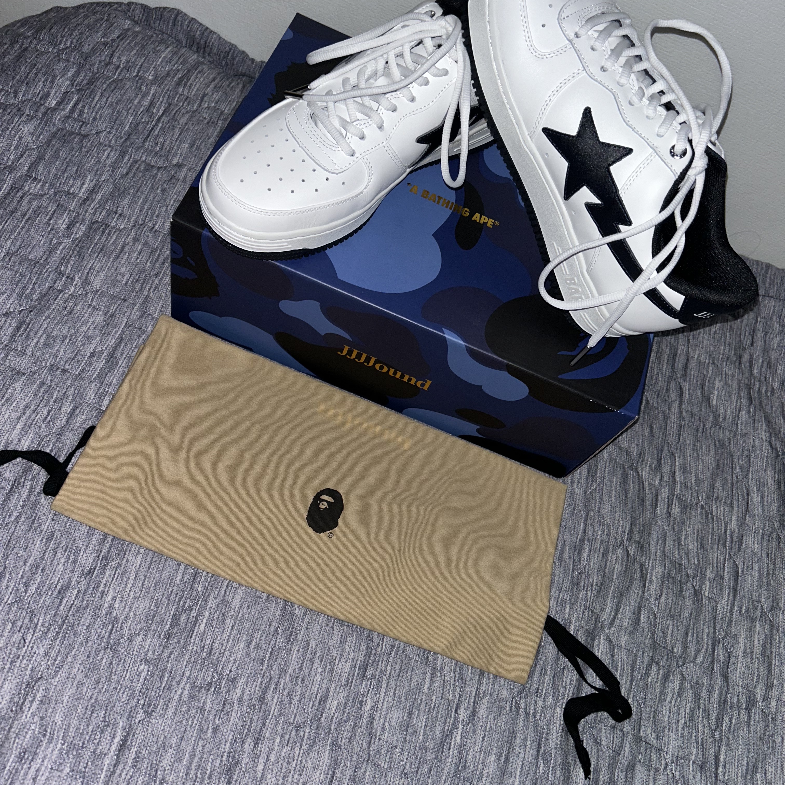 BAPE x JJJJound Bape Sta Low White Navy 착용 스타일
