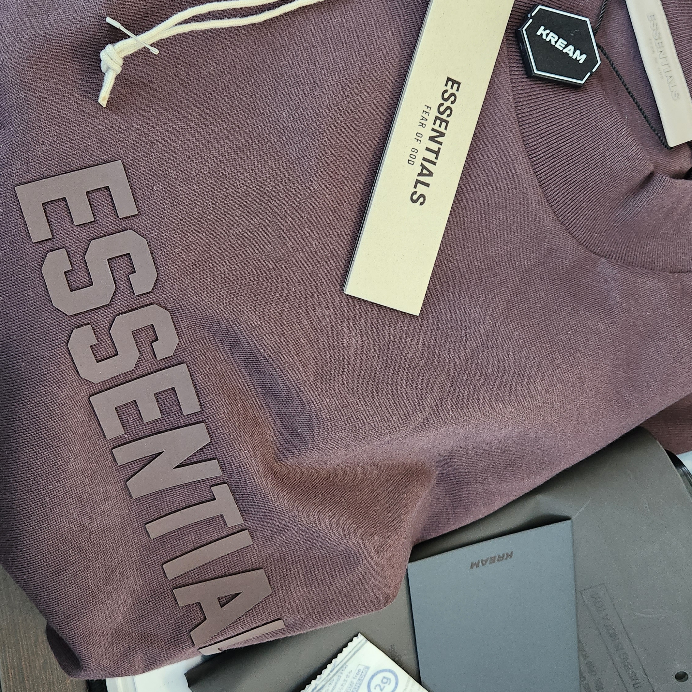 Essentials SS T-Shirt Plum - 23SS 착용 스타일