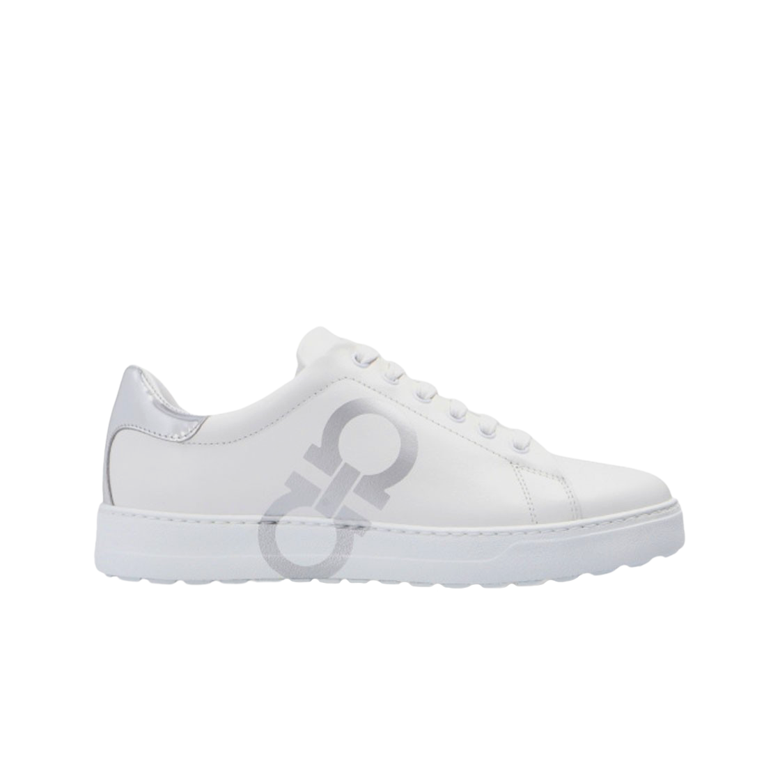 030191-747218 (W) Ferragamo Gancini Sneaker White Silver