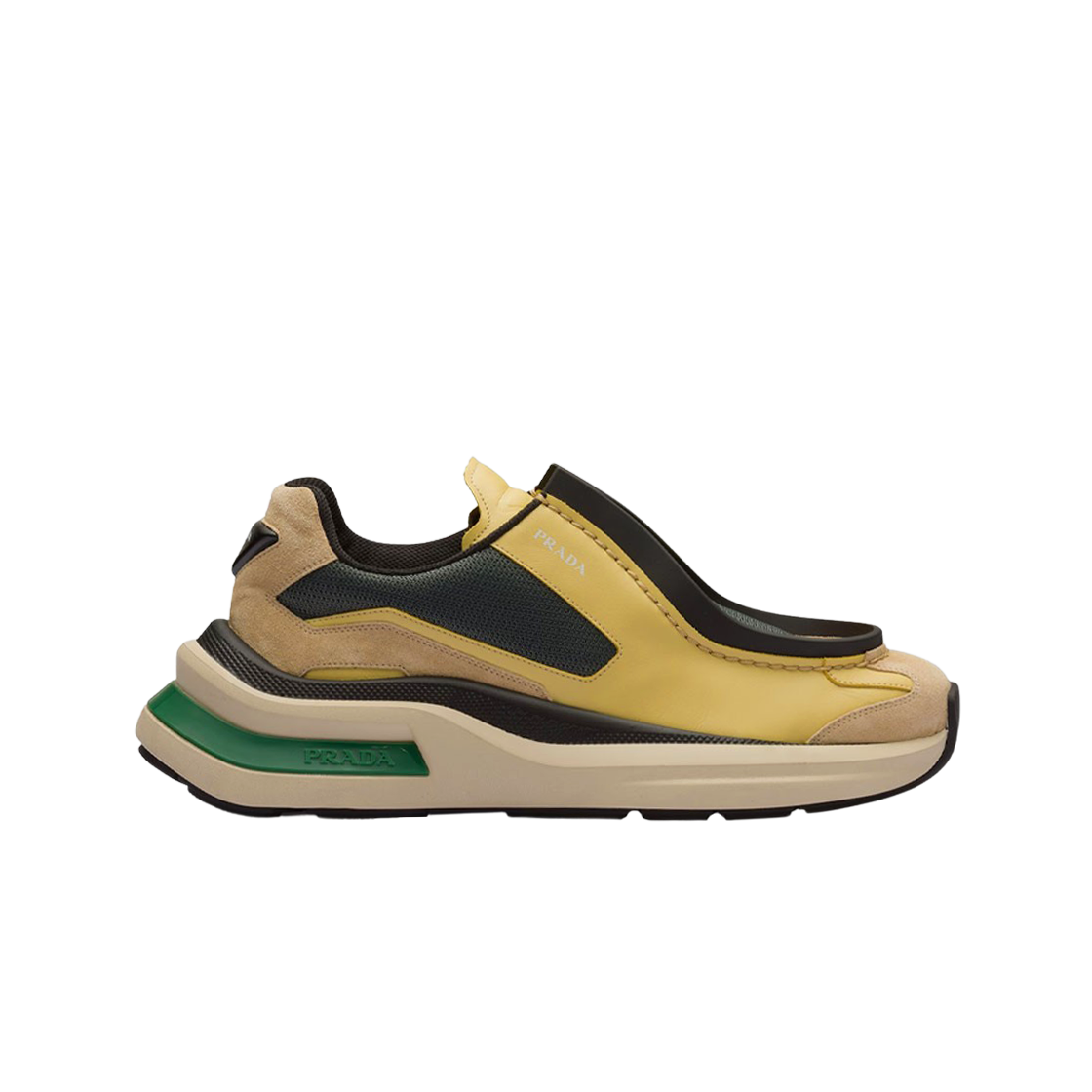 프라다 바이크 패브릭 스웨이드 엘리먼츠 브러쉬드 레더 스니커즈 바닐라 앤트러사이트