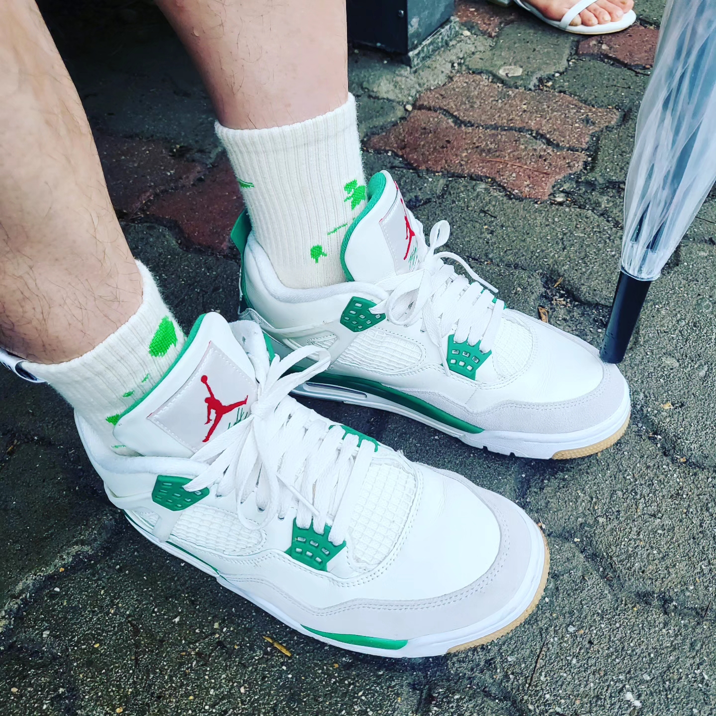 Supreme Pigment Print S Logo 6-Panel Light Sage - 22FW, Jordan 4 x Nike SB Retro SP Pine Green 착용 스타일 - 3