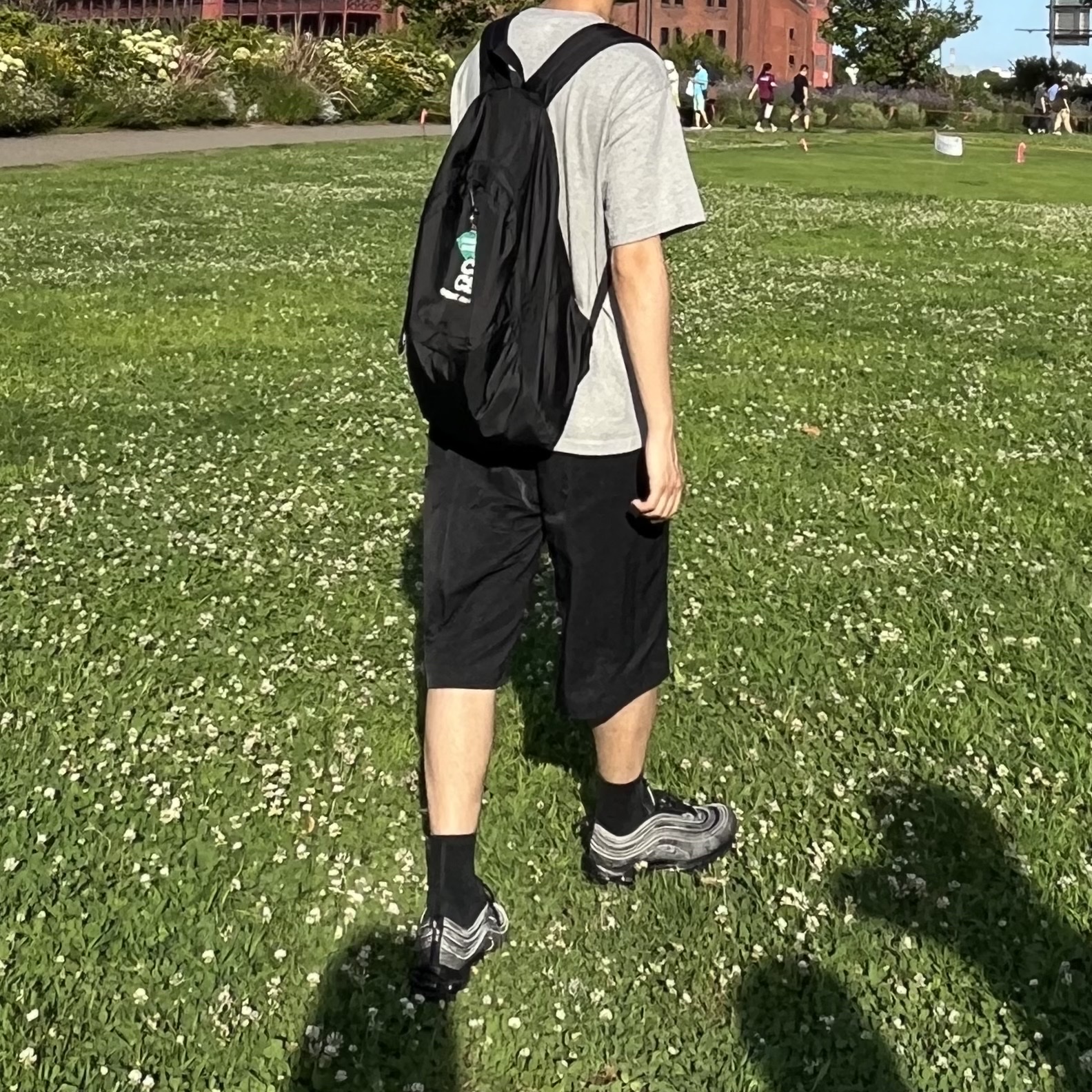 Nike x Comme des Garcons Air Max 97 Black, CDG Backpack Black 착용 스타일