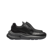 Prada Brushed Leather Sneakers with Bike Fabric and Suede Elements Black