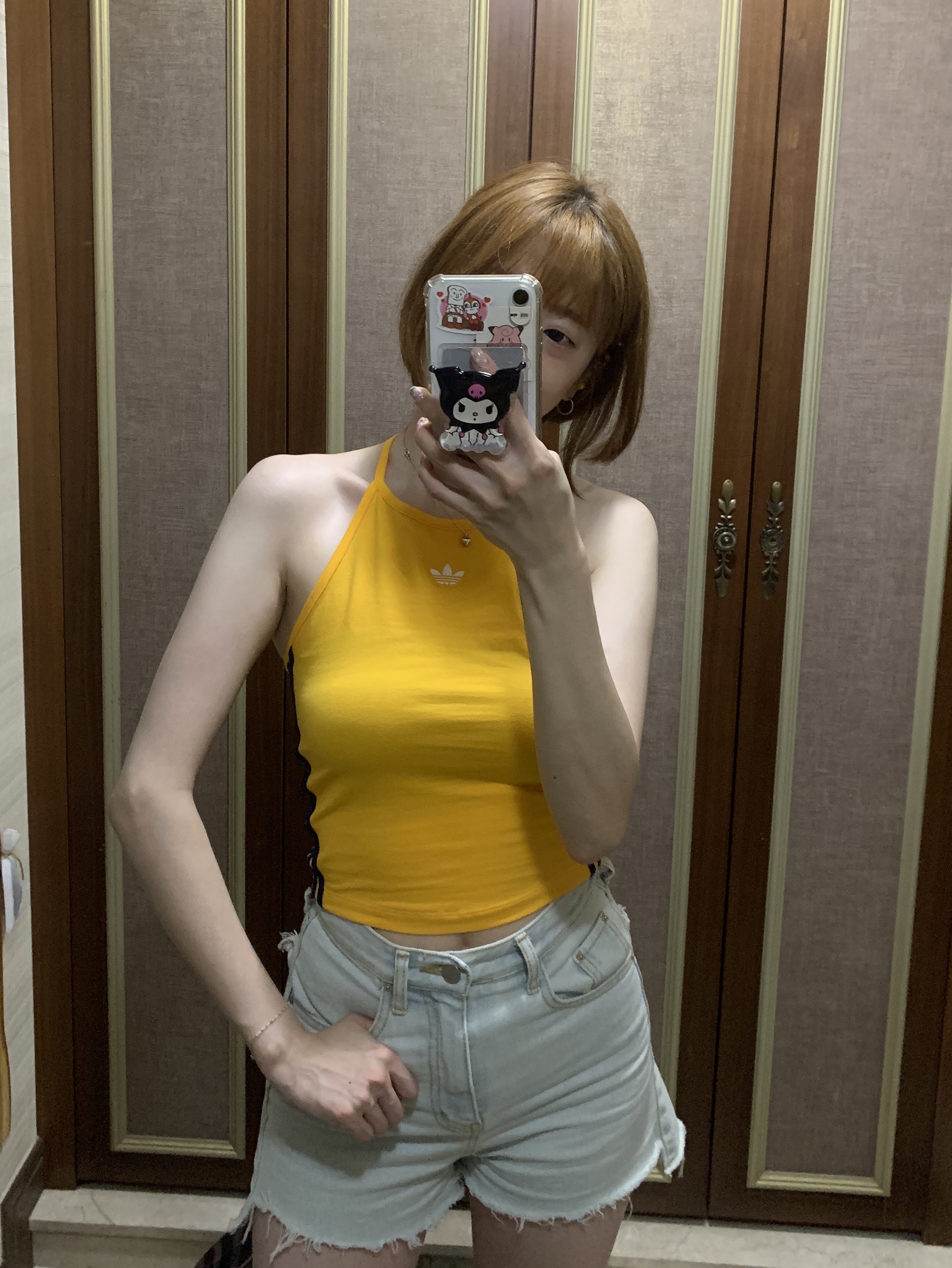 (W) Adidas Halter-Neck Tank Top Black - KR Sizing 착용 스타일 - 1