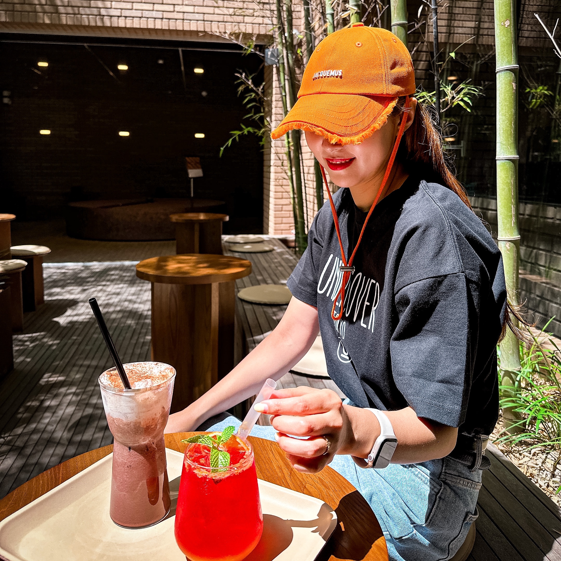 Jacquemus La Casquette Artichaut Fringe Baseball Cap Orange 착용 스타일