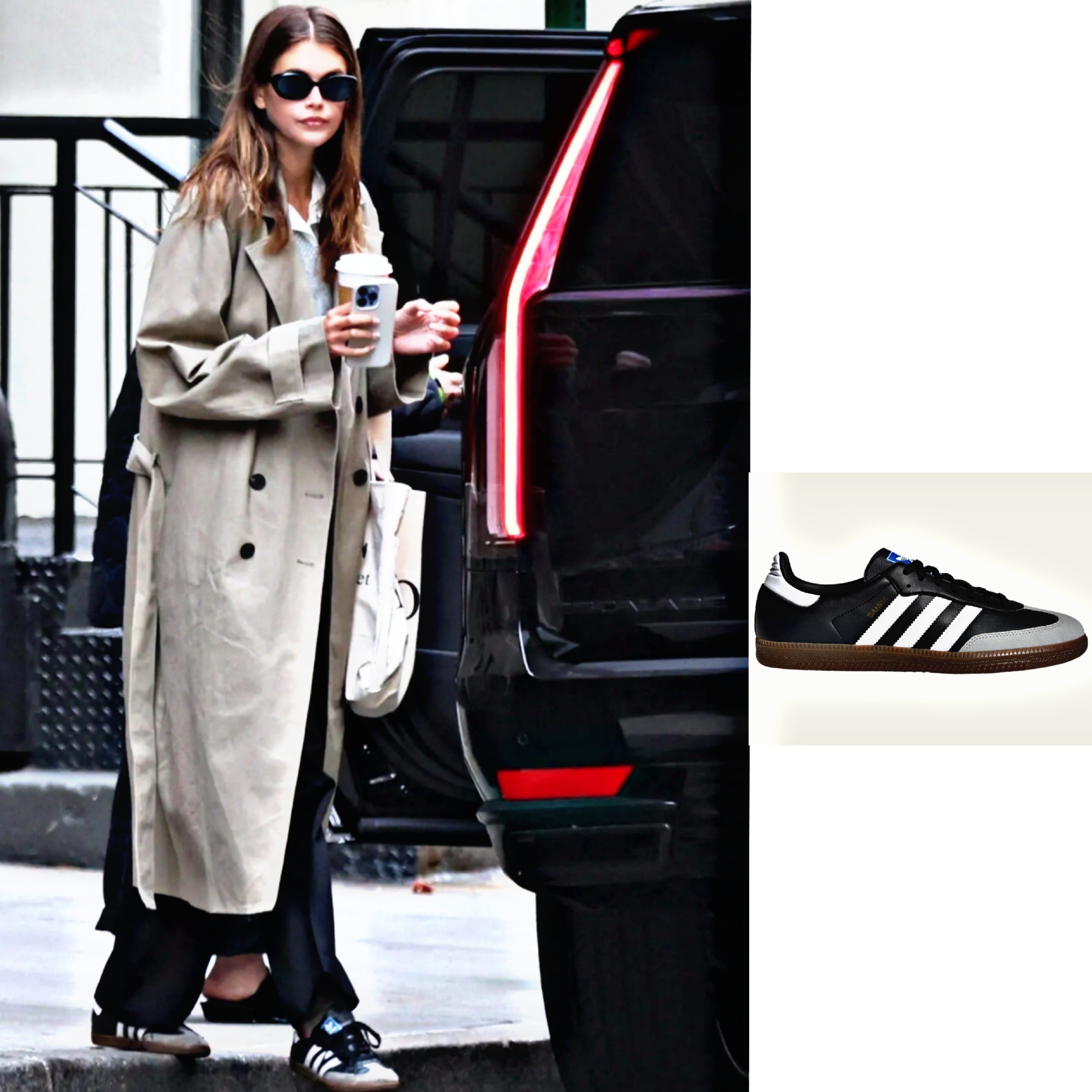 Adidas Samba Vegan Black White 착용 스타일 - 1