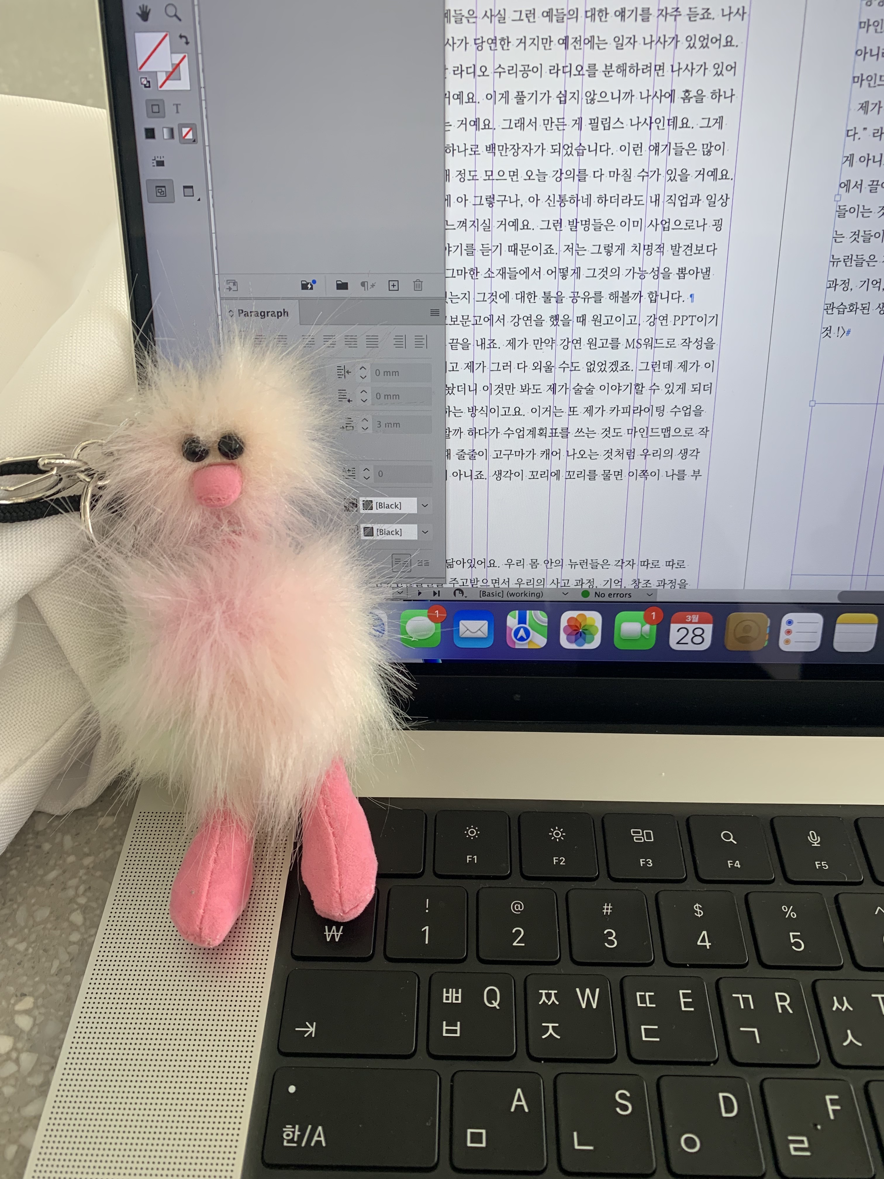 Cosymosy Ugly Bird Keyring Rainbow 착용 스타일