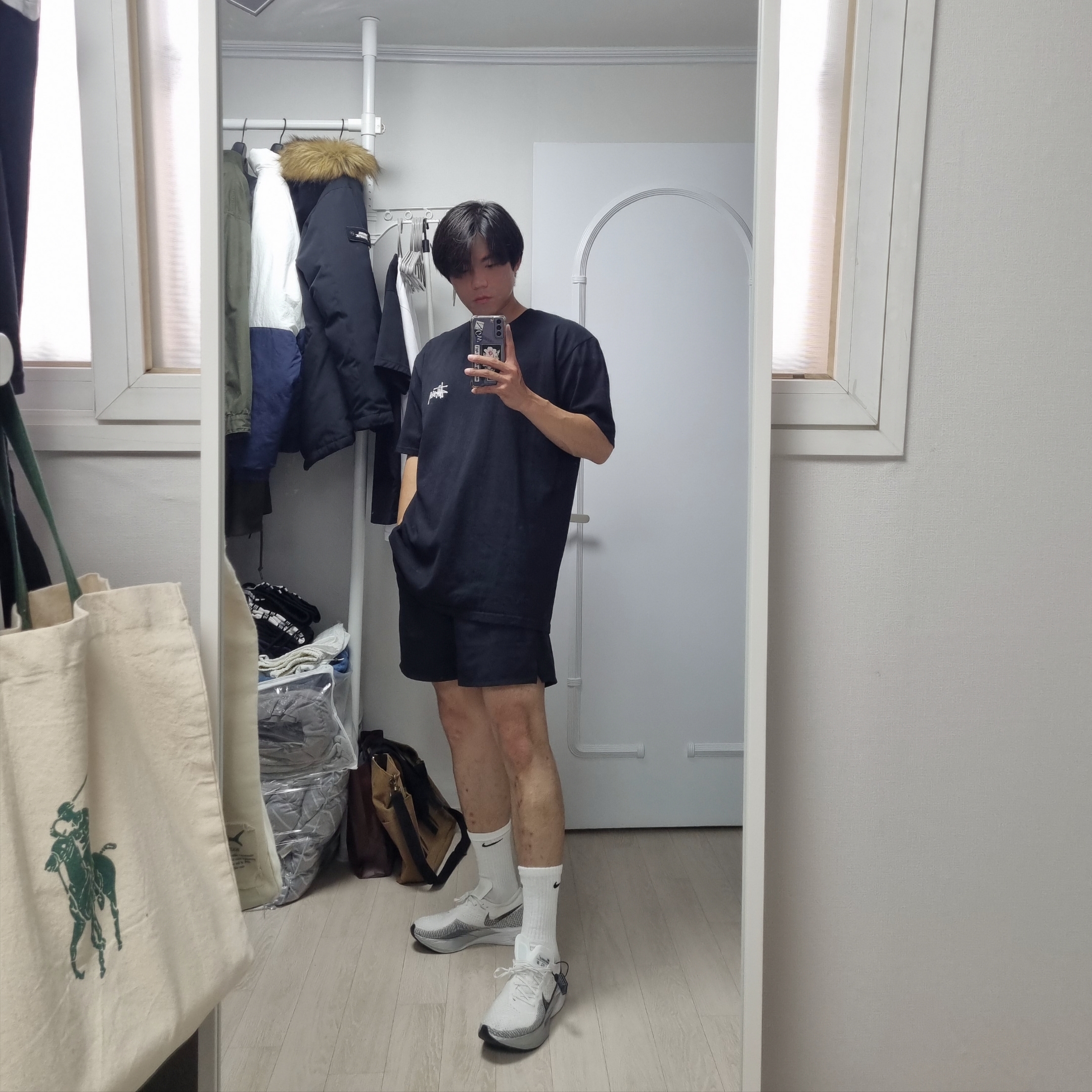 Nike ZoomX Vaporfly Next% 3 White Grey, Stussy Melted T-Shirt Black 착용 스타일