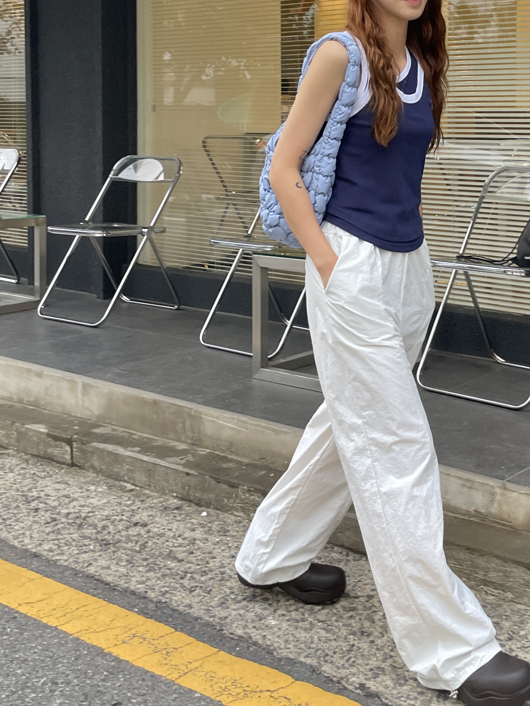 COS Quilted Mini Bag Light Blue, (W) Bottega Veneta Puddle Ankle Boots Fondant 착용 스타일 - 4