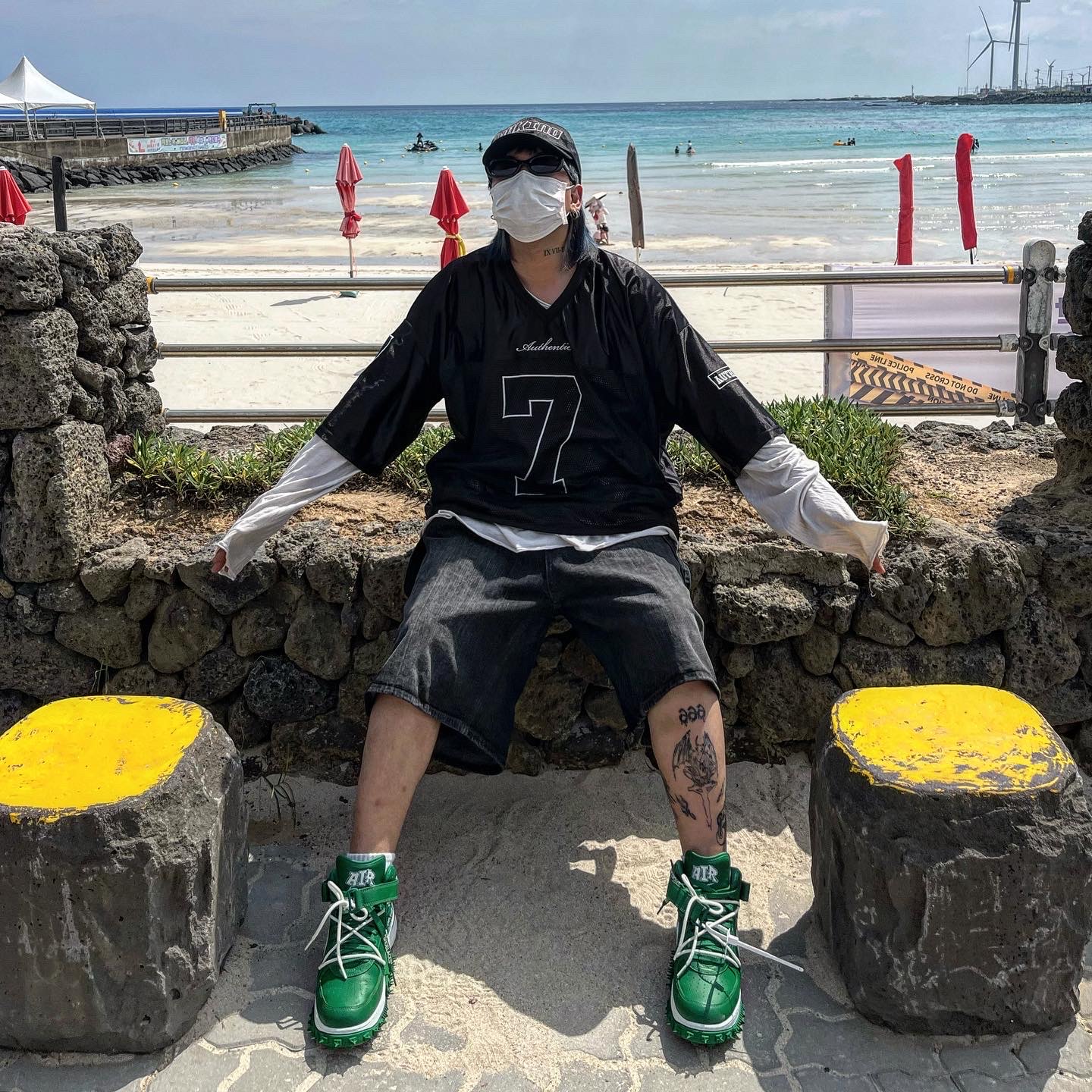 Nike x Off-White Air Force 1 Mid SP Leather Pine Green 착용 스타일