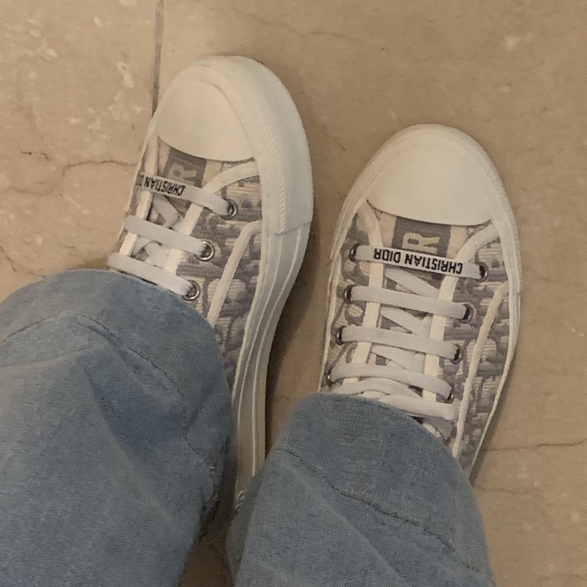 (W) Dior Walk'N'Dior Sneakers Oblique Gray 착용 스타일