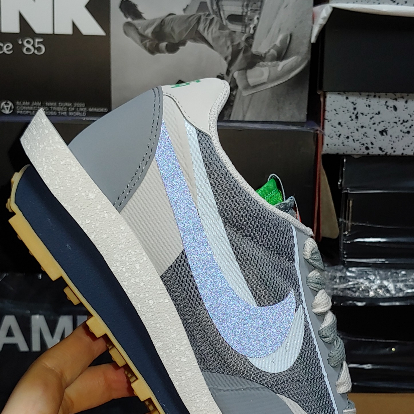 Nike x Sacai x Clot LDWaffle Cool Grey 착용 스타일 - 2