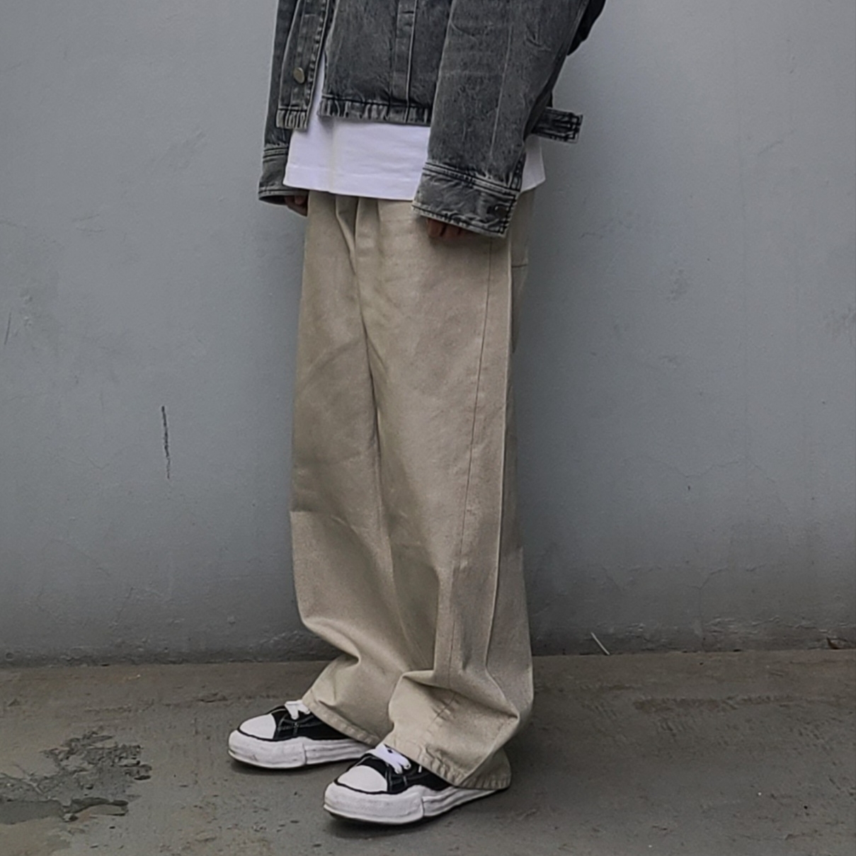 Maison Mihara Yasuhiro Peterson OG Sole Canvas Low Sneakers Black 착용 스타일
