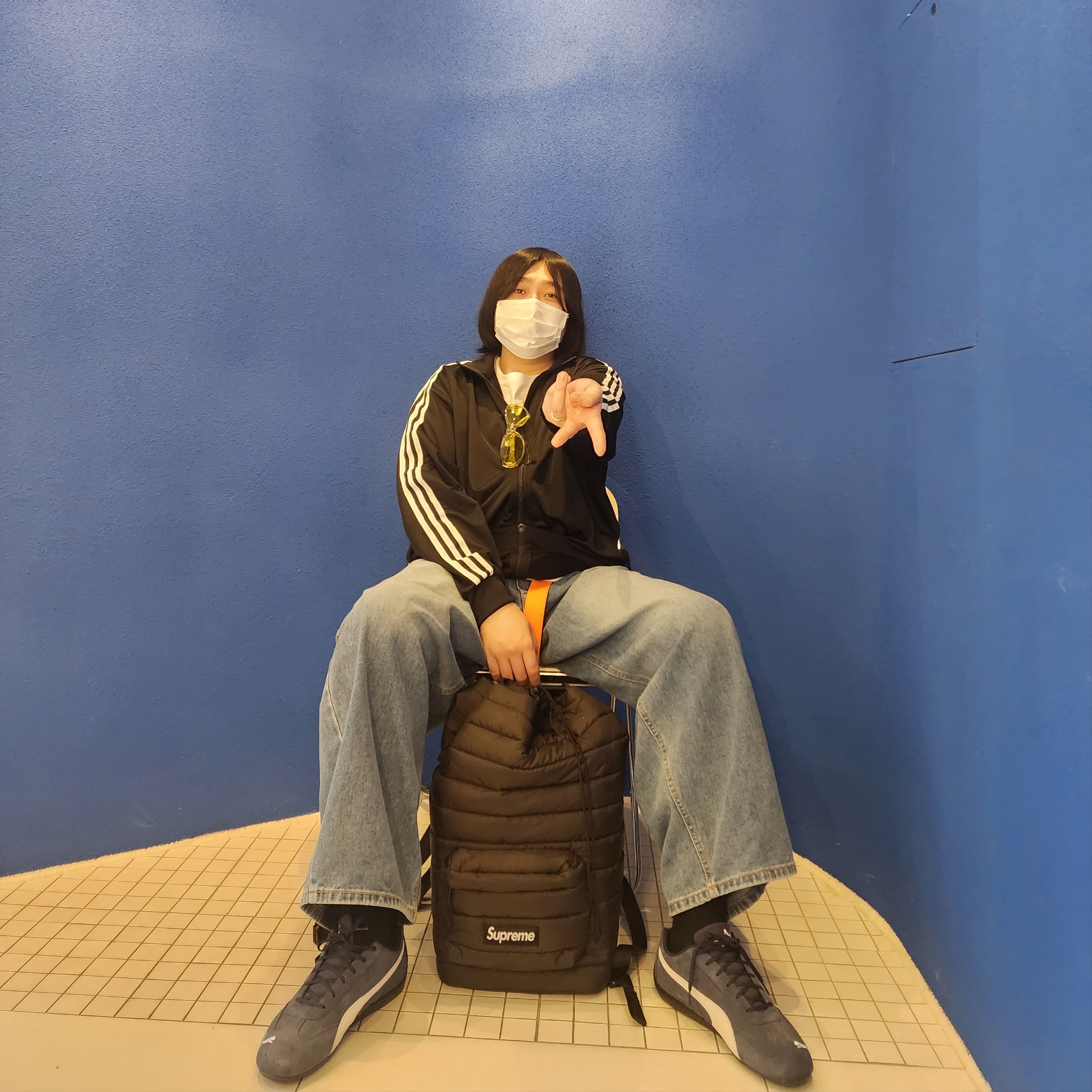 Supreme Puffer Backpack Black - 22FW, Puma Speedcat LS Peacoat 착용 스타일 - 1