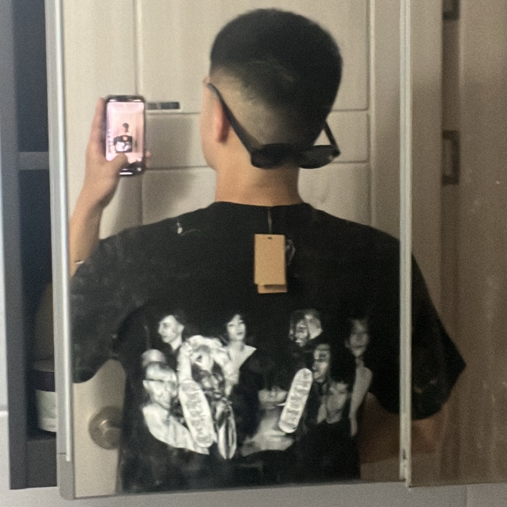 Stussy x Martine Rose Collage Pigment Dyed T-Shirt Black 착용 스타일